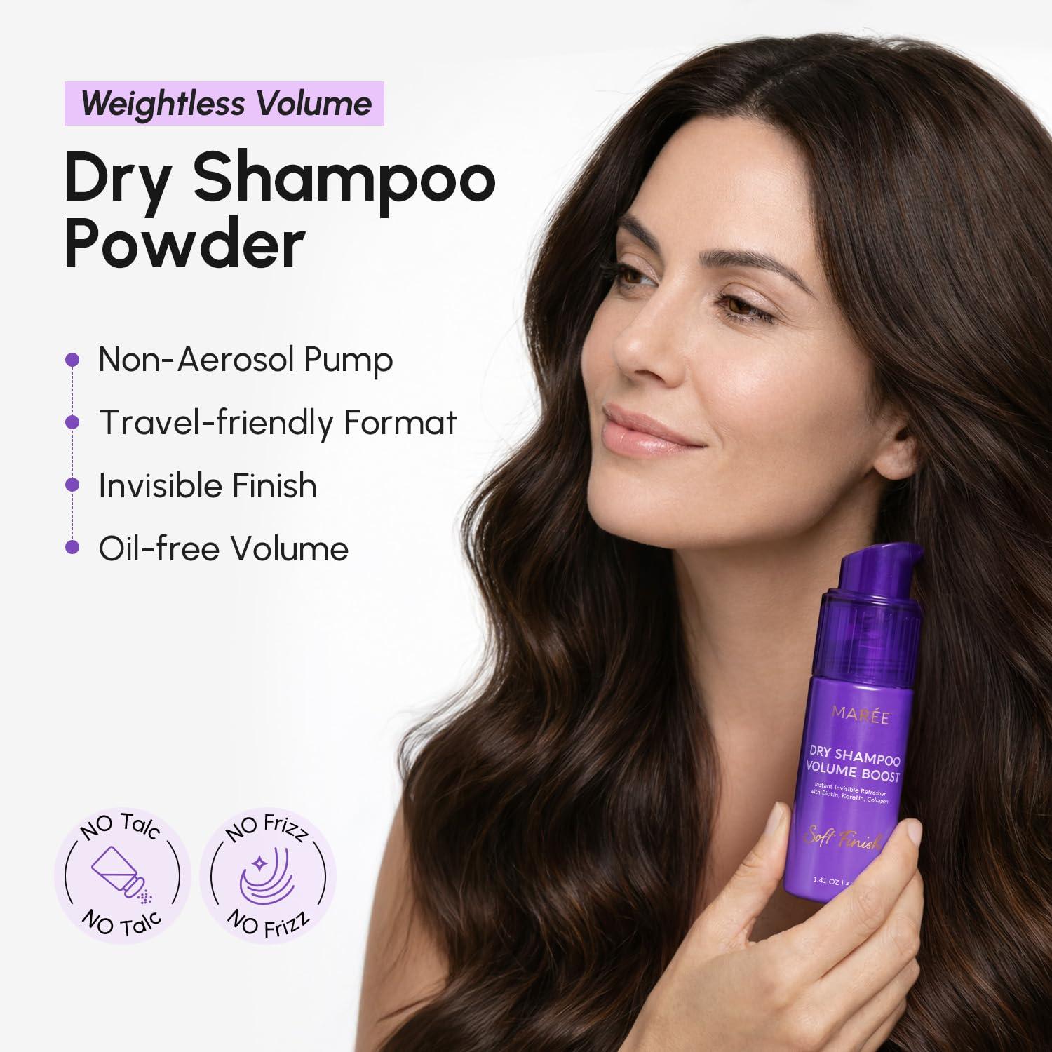 MAREE Dry Shampoo for Women & Men – Volumizing Non Aerosol Dry Shampoo Powder with Biotin, Keratin & Protein – Travel Size Dry Shampoo for Hair Care – No Residue Talc-Free Shampoo Seco Para Mujer(1.41 Ounce (Pack of 1))