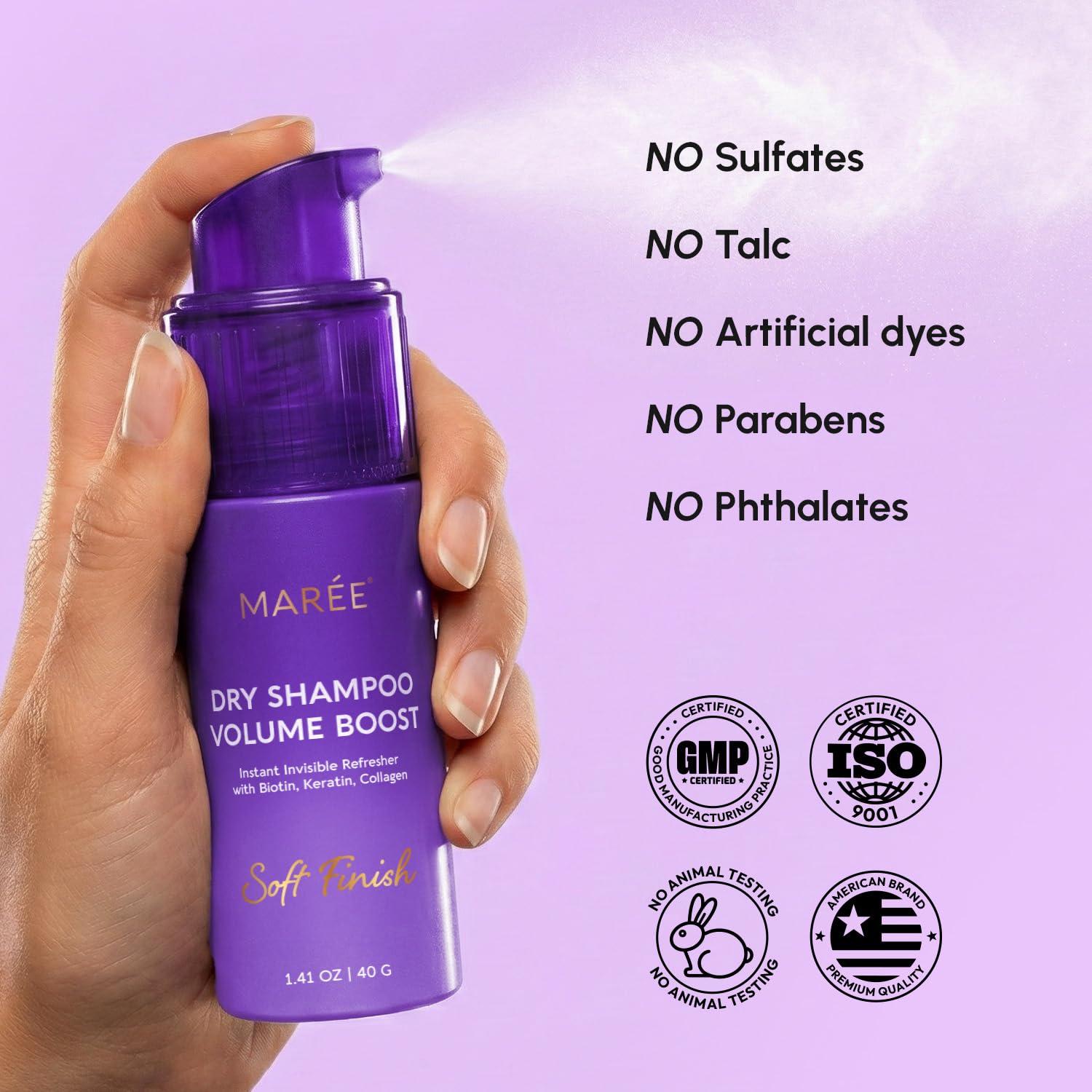 MAREE Dry Shampoo for Women & Men – Volumizing Non Aerosol Dry Shampoo Powder with Biotin, Keratin & Protein – Travel Size Dry Shampoo for Hair Care – No Residue Talc-Free Shampoo Seco Para Mujer(1.41 Ounce (Pack of 1))