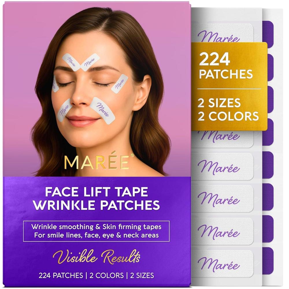 MAREE Face Lift Tape Wrinkle Patches – Anti-Wrinkle Patches for Lip – Smile Line Patches for Eyes, Neck & Forehead – Neck Lift Face Tape for Wrinkles – Overnight Lifting Stickers for Women – 224 Pcs