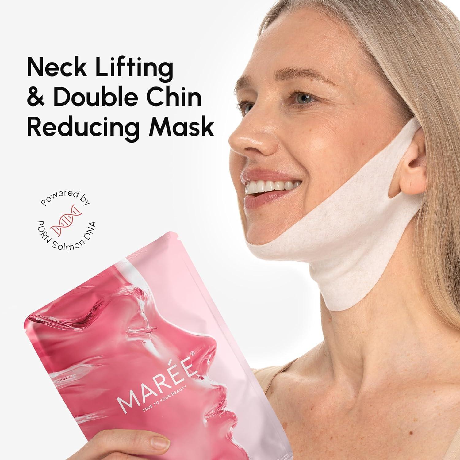 MAREE V Line Lifting Mask with 24K Gold – Deep Collagen Face Mask for Women – Jawline Shaper Mask with Retinol & Hyaluronic Acid – Neck Tightening & Firming – Double Chin Strap for Face Lift(PDRN)