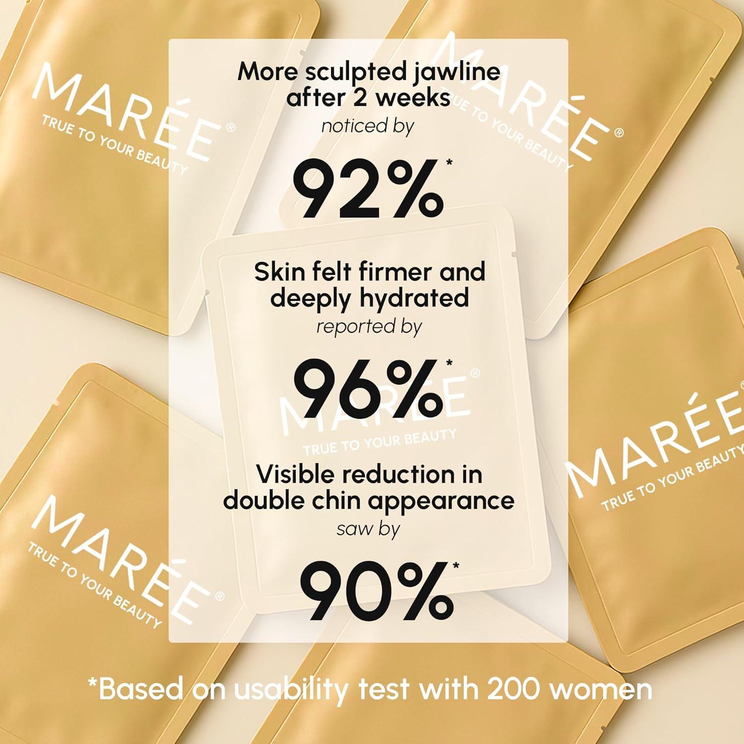 MAREE V Line Lifting Mask with 24K Gold – Deep Collagen Face Mask for Women – Jawline Shaper Mask with Retinol & Hyaluronic Acid – Neck Tightening & Firming – Double Chin Strap for Face Lift(24K Gold)