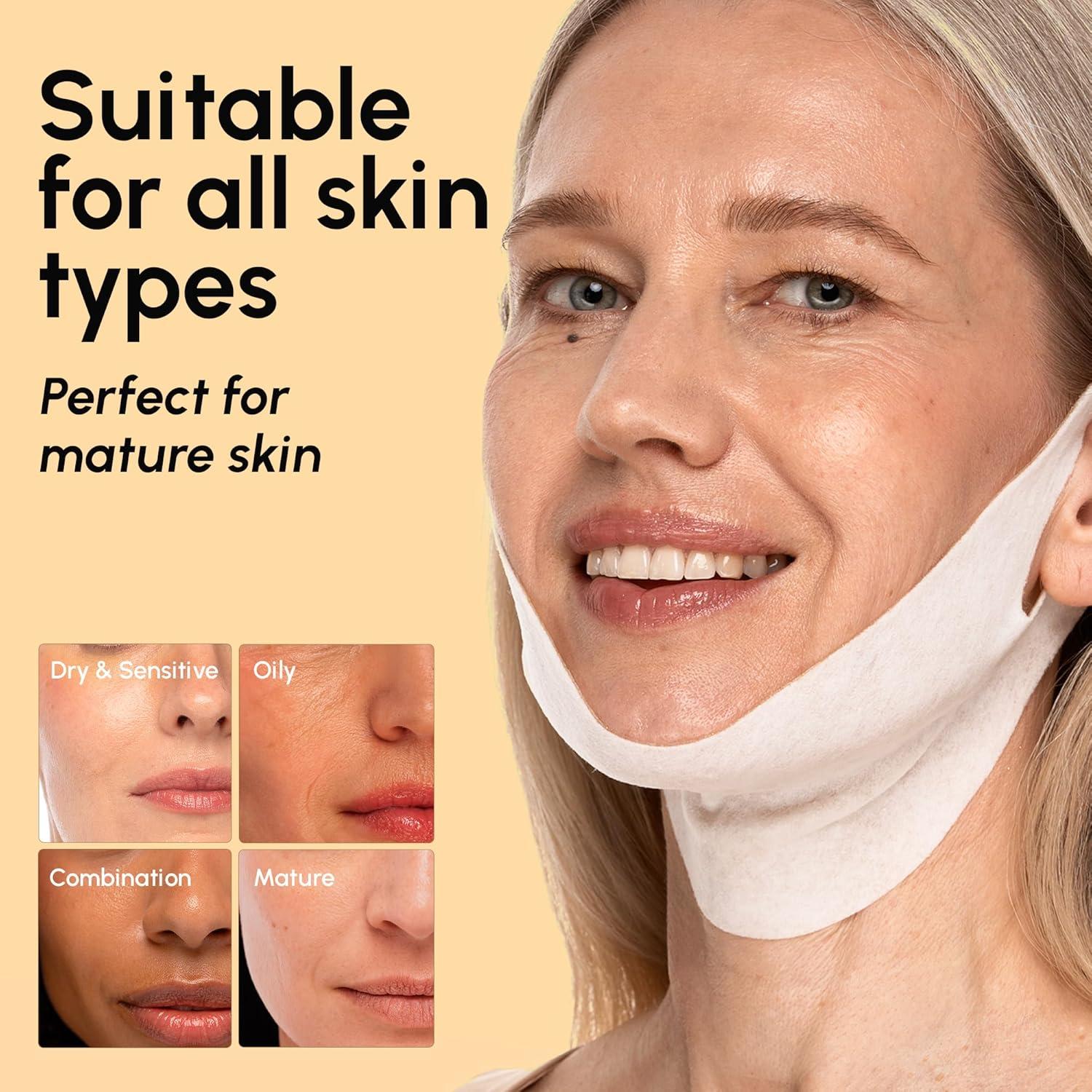 MAREE V Line Lifting Mask with 24K Gold – Deep Collagen Face Mask for Women – Jawline Shaper Mask with Retinol & Hyaluronic Acid – Neck Tightening & Firming – Double Chin Strap for Face Lift(24K Gold)