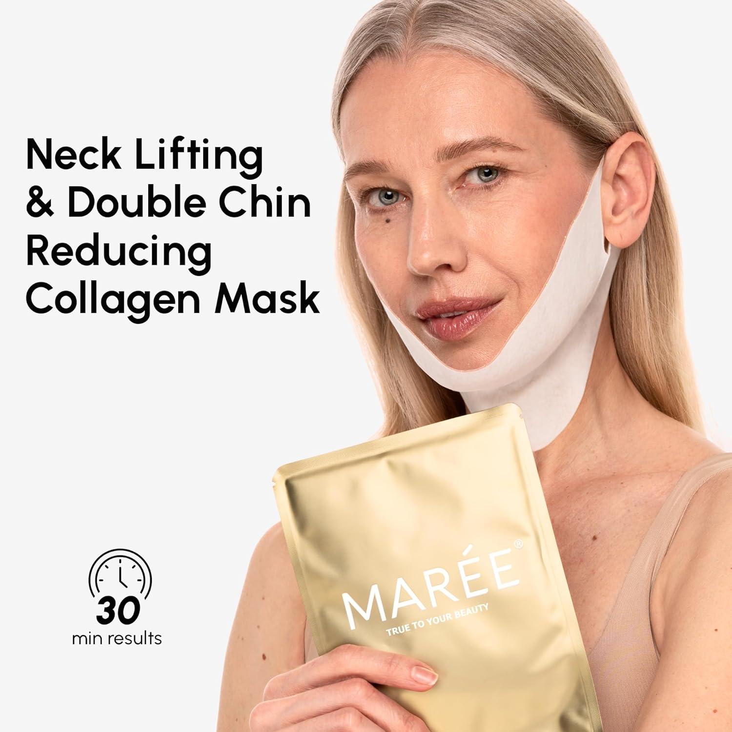 MAREE V Line Lifting Mask with 24K Gold – Deep Collagen Face Mask for Women – Jawline Shaper Mask with Retinol & Hyaluronic Acid – Neck Tightening & Firming – Double Chin Strap for Face Lift(24K Gold)