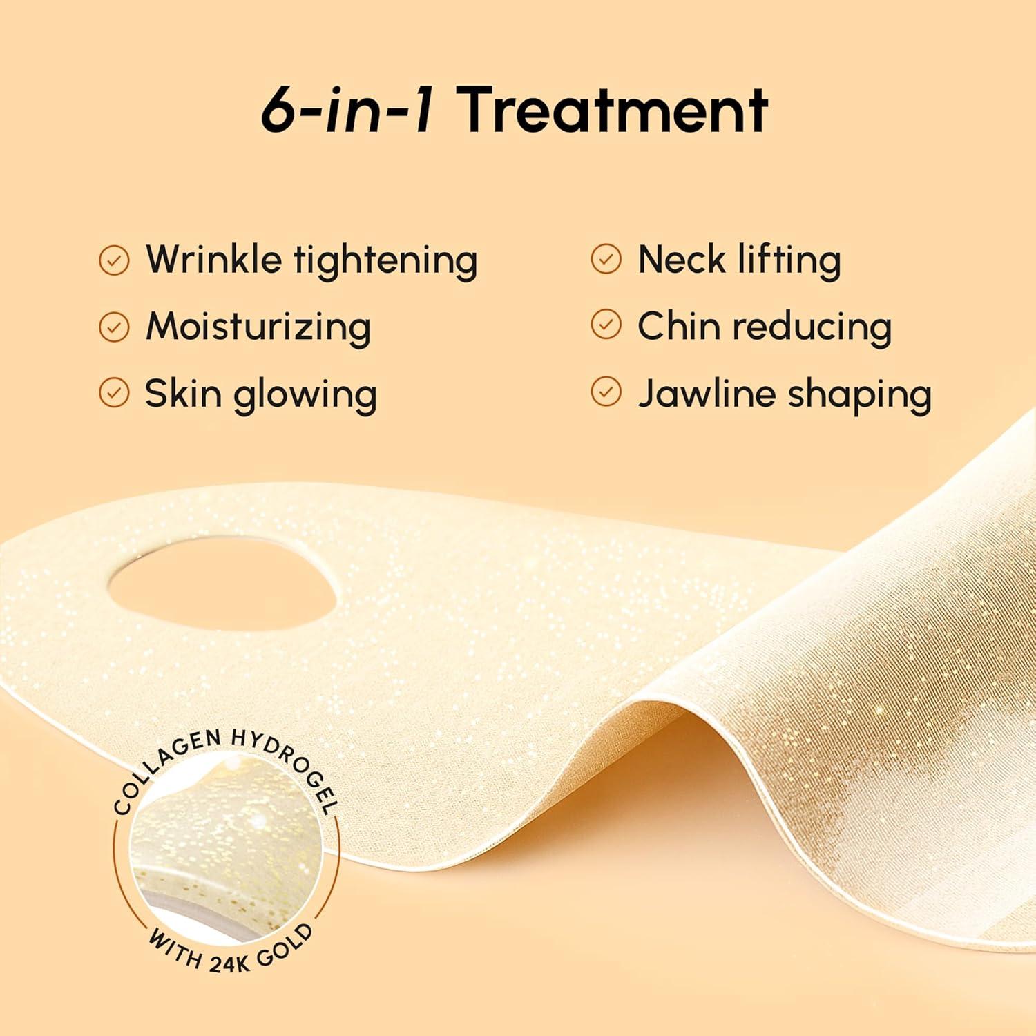 MAREE V Line Lifting Mask with 24K Gold – Deep Collagen Face Mask for Women – Jawline Shaper Mask with Retinol & Hyaluronic Acid – Neck Tightening & Firming – Double Chin Strap for Face Lift(24K Gold)