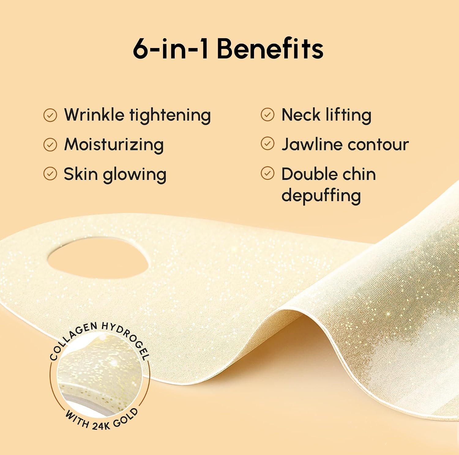 MAREE V Line Lifting Mask with PDRN Salmon DNA – Deep Collagen Face Mask for Women – Jawline Shaper Facial Masks with Retinol – Tightening & Firming Neck Lift Tape – Double Chin Strap for Face Lift(Gold)