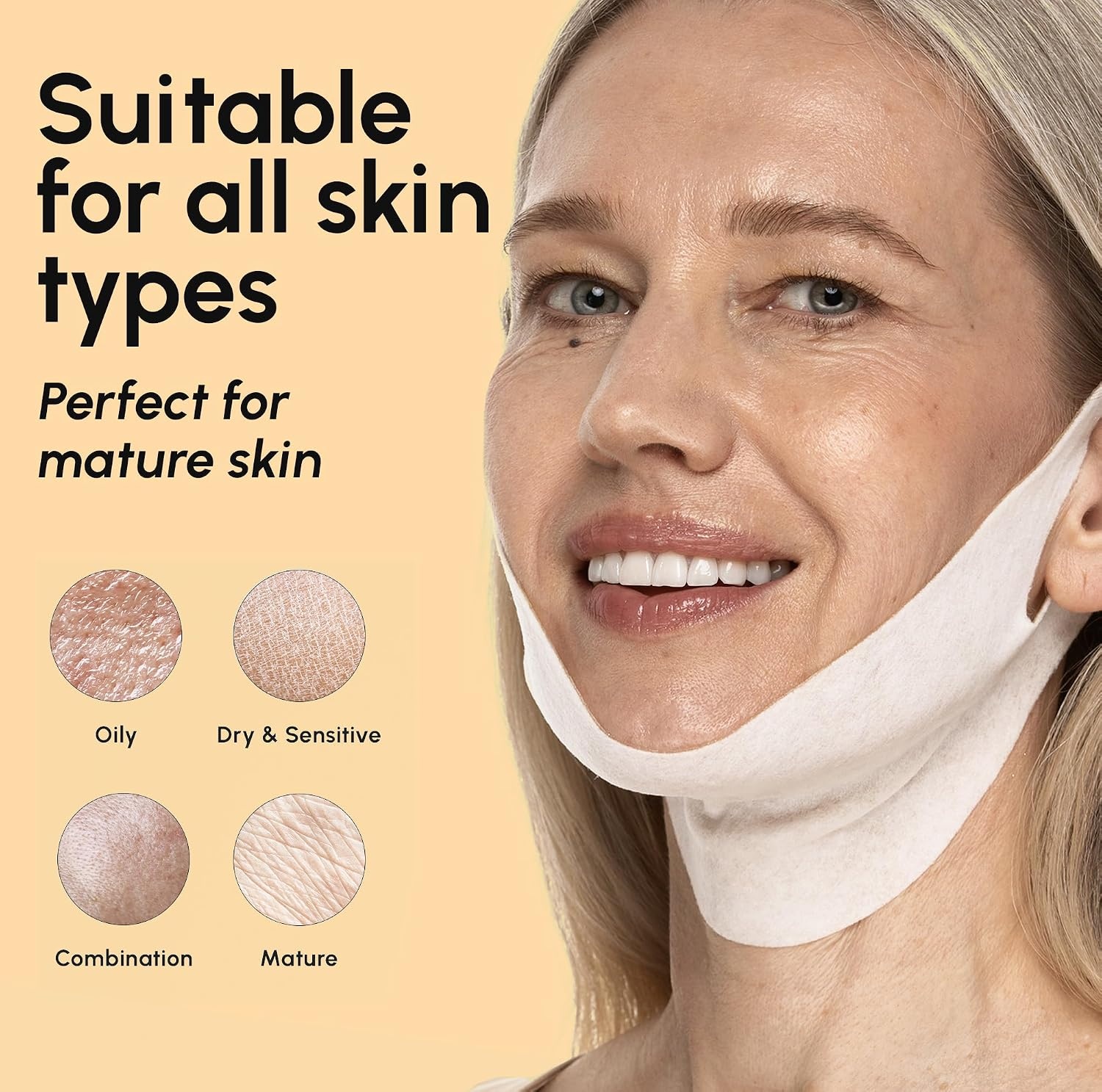 MAREE V Line Lifting Mask with PDRN Salmon DNA – Deep Collagen Face Mask for Women – Jawline Shaper Facial Masks with Retinol – Tightening & Firming Neck Lift Tape – Double Chin Strap for Face Lift(Gold)