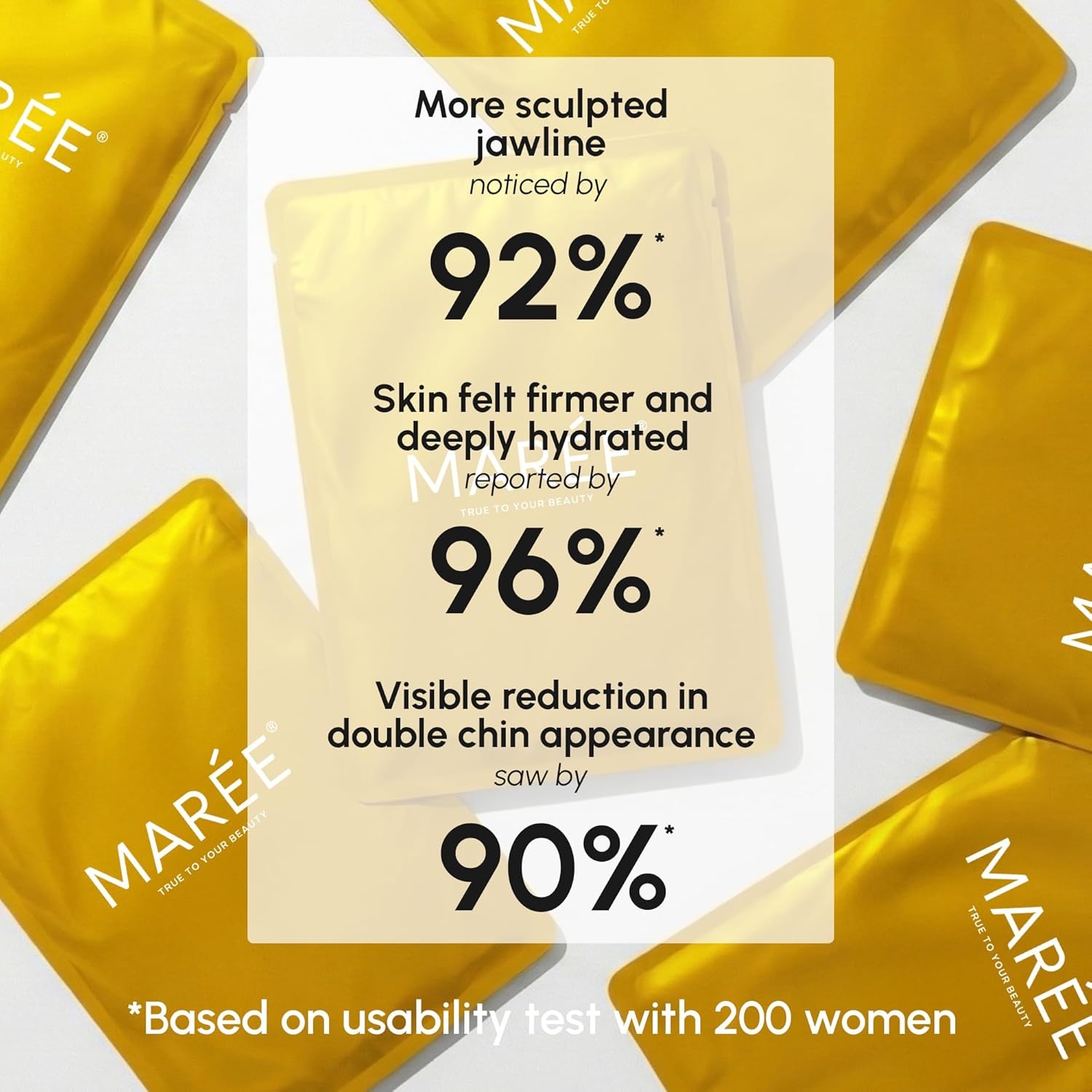 MAREE V Line Lifting Mask with PDRN Salmon DNA – Deep Collagen Face Mask for Women – Jawline Shaper Facial Masks with Retinol – Tightening & Firming Neck Lift Tape – Double Chin Strap for Face Lift(Gold)