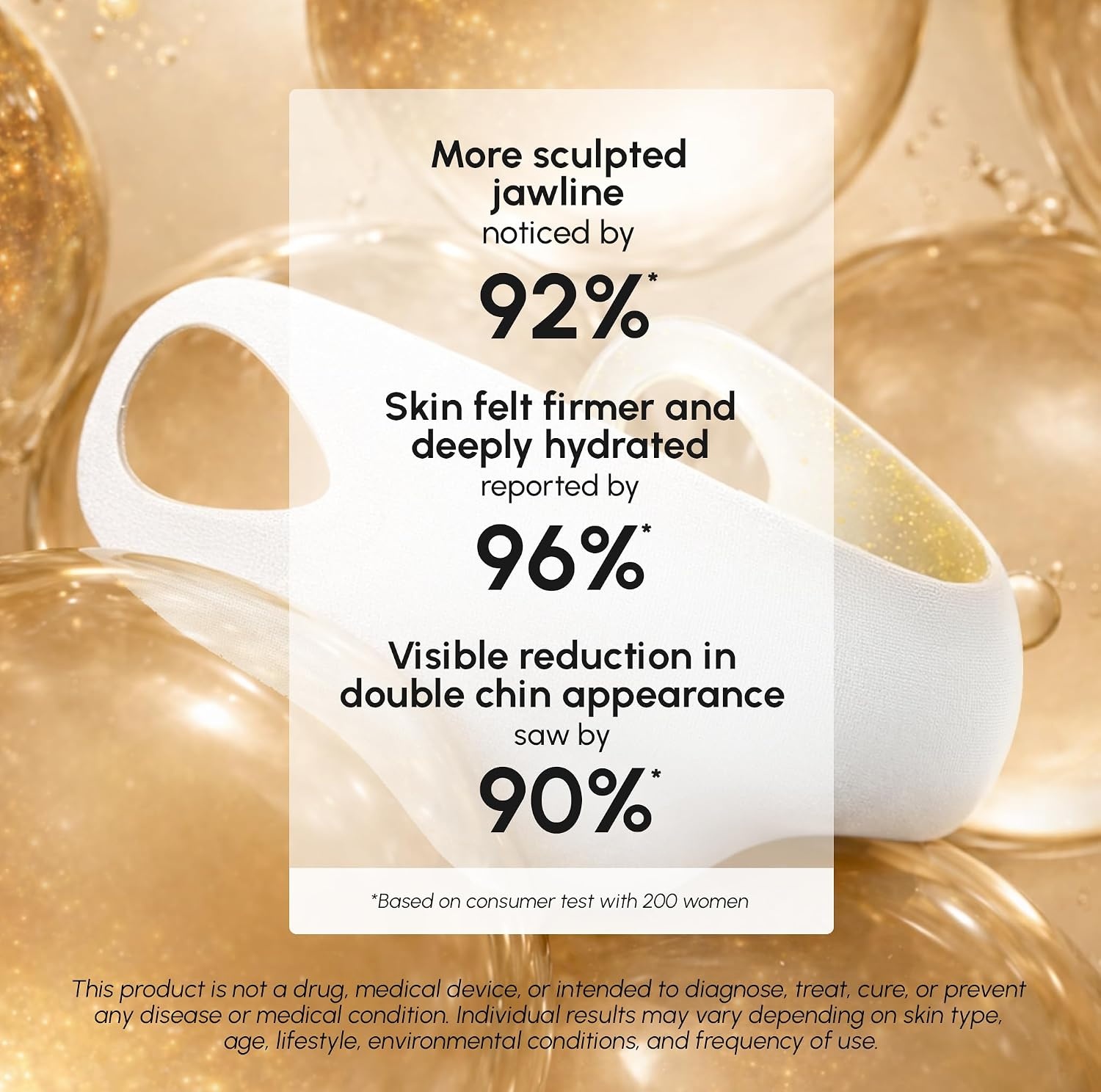 MAREE V Line Lifting Mask with PDRN Salmon DNA – Deep Collagen Face Mask for Women – Jawline Shaper Facial Masks with Retinol – Tightening & Firming Neck Lift Tape – Double Chin Strap for Face Lift(Gold)