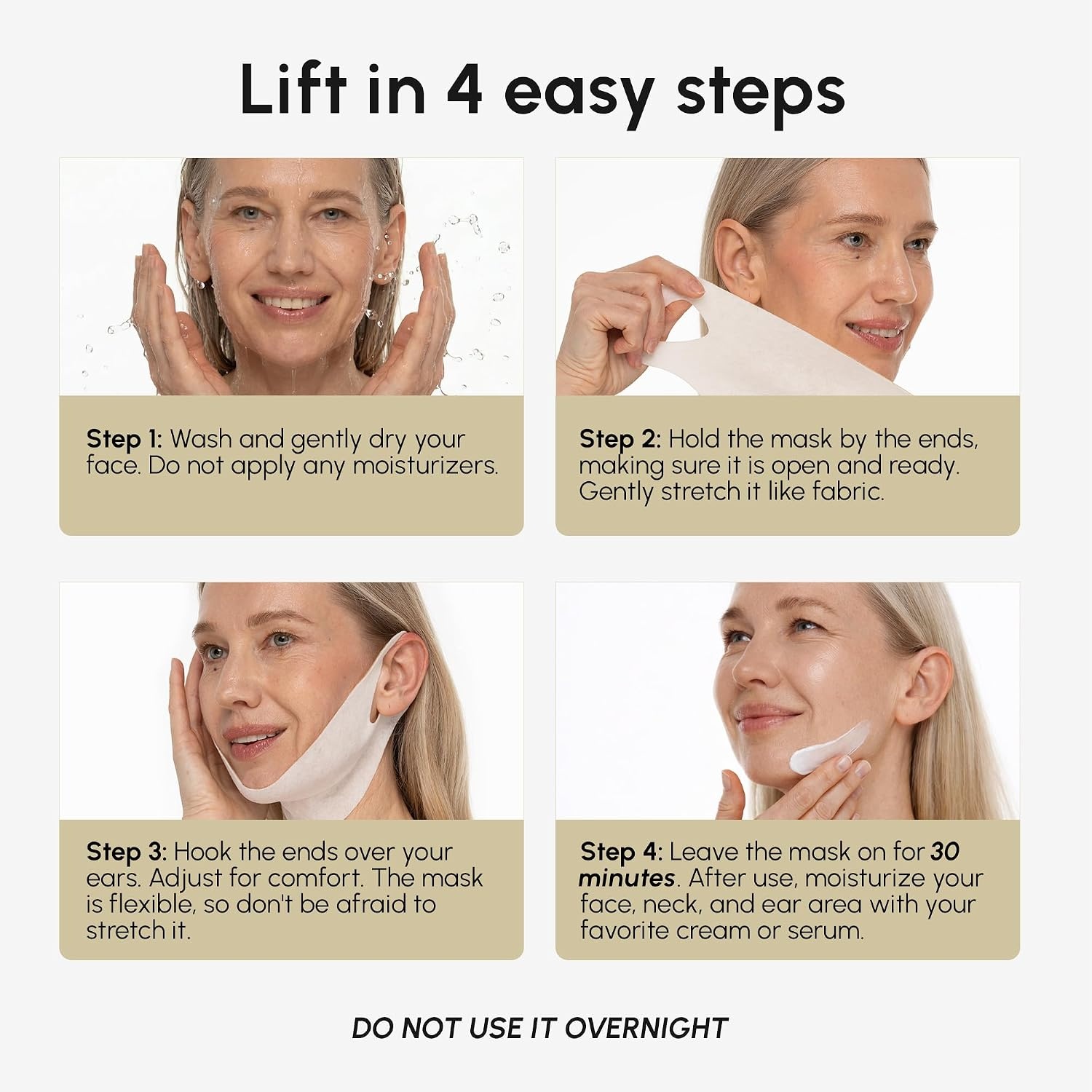 MAREE V Line Lifting Mask with PDRN Salmon DNA – Deep Collagen Face Mask for Women – Jawline Shaper Facial Masks with Retinol – Tightening & Firming Neck Lift Tape – Double Chin Strap for Face Lift(Gold)