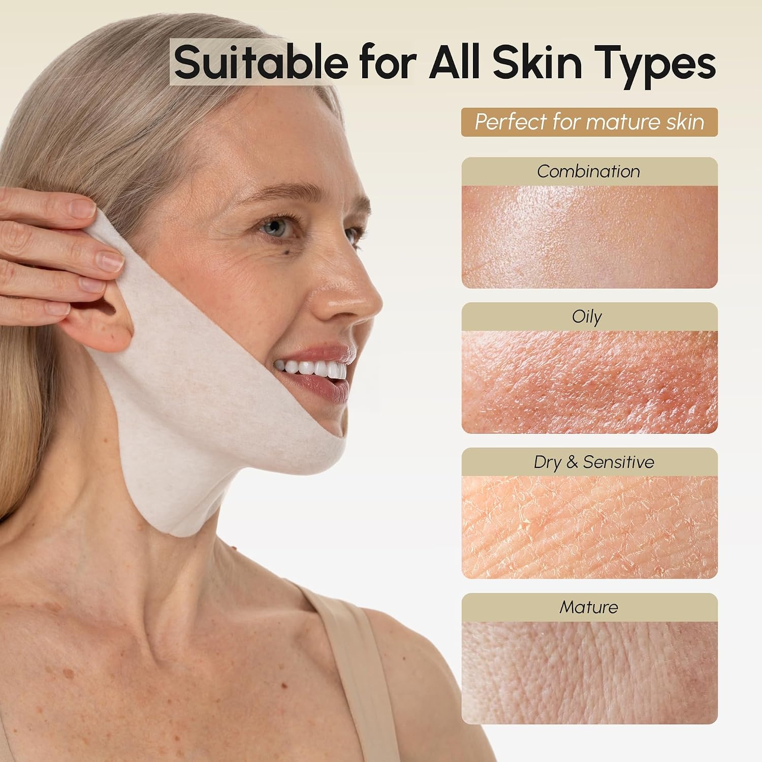 MAREE V Line Lifting Mask with PDRN Salmon DNA – Deep Collagen Face Mask for Women – Jawline Shaper Facial Masks with Retinol – Tightening & Firming Neck Lift Tape – Double Chin Strap for Face Lift(Gold)