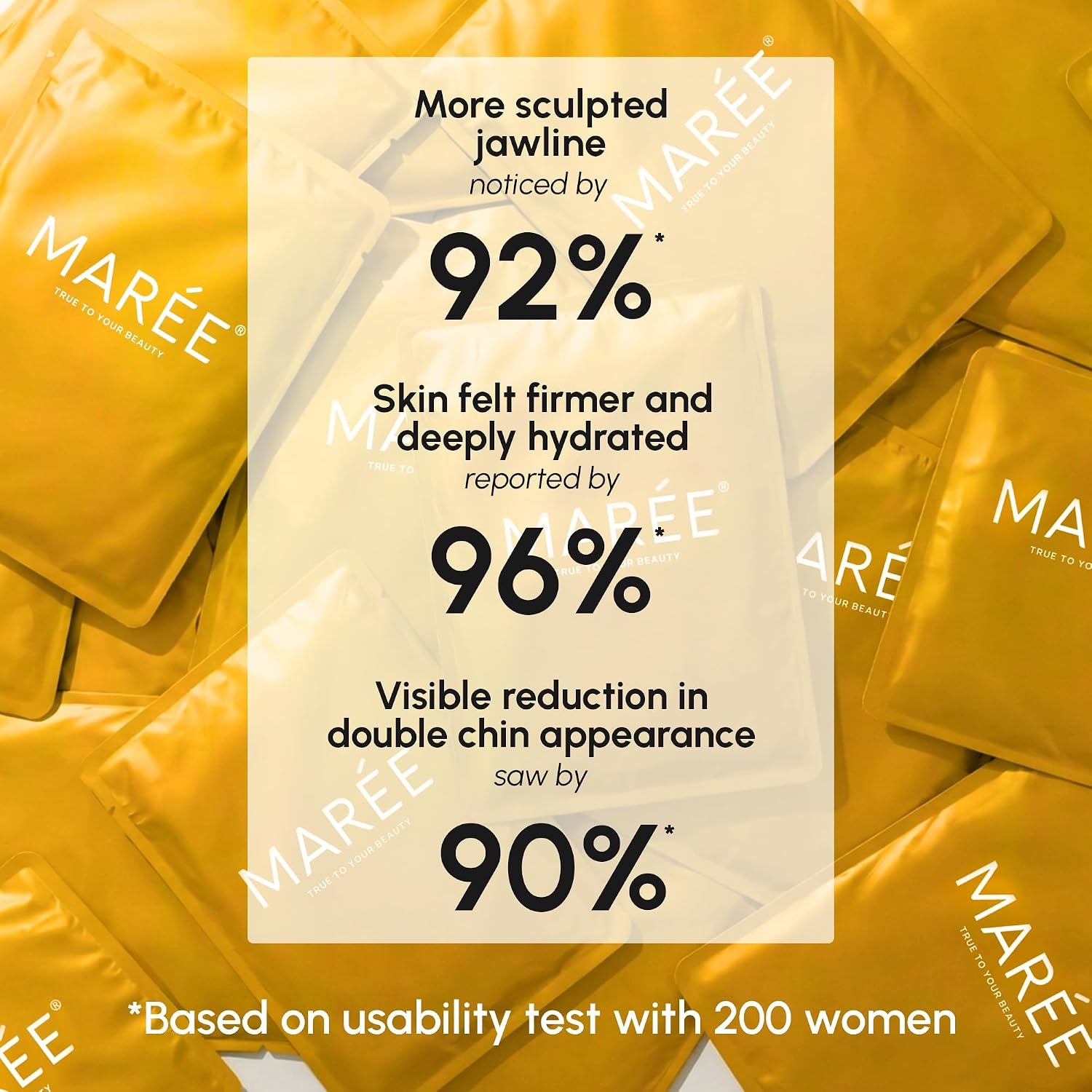 MAREE V Line Lifting Mask with PDRN Salmon DNA – Deep Collagen Face Mask for Women – Jawline Shaper Facial Masks with Retinol – Tightening & Firming Neck Lift Tape – Double Chin Strap for Face Lift(Gold)