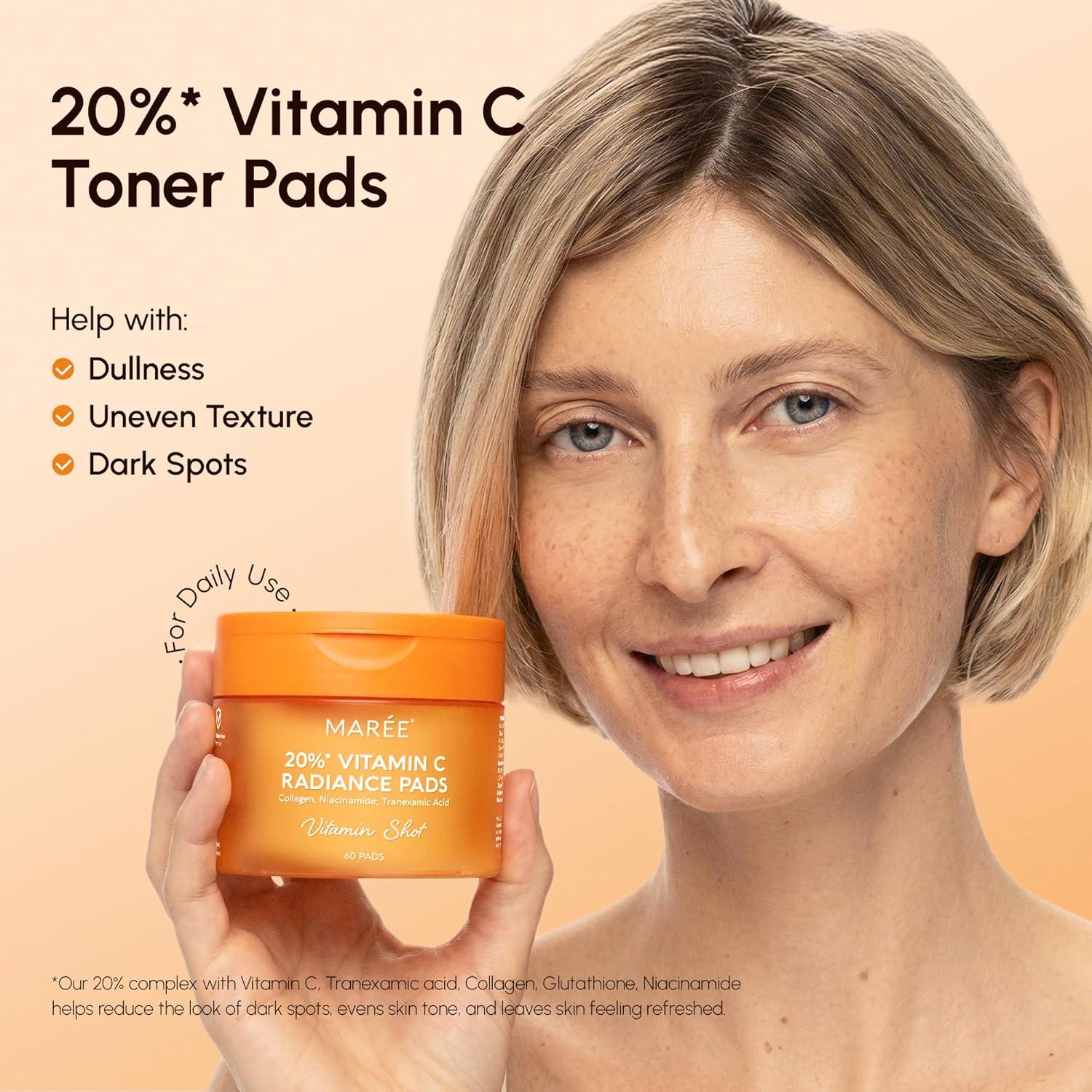 MAREE Hyaluronic Acid Toner Pads – Hydrating Face Wipes for Women Cleansing – Zero Pore Toning Brightening Exfoliating Face Pads – Pore Reducer Facial Peels – Acne Treatment Device(Orange)