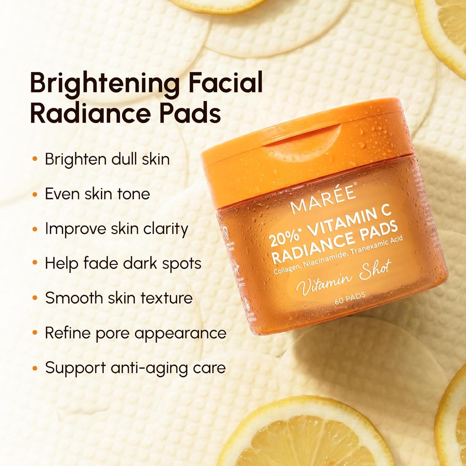 MAREE Hyaluronic Acid Toner Pads – Hydrating Face Wipes for Women Cleansing – Zero Pore Toning Brightening Exfoliating Face Pads – Pore Reducer Facial Peels – Acne Treatment Device(Orange)