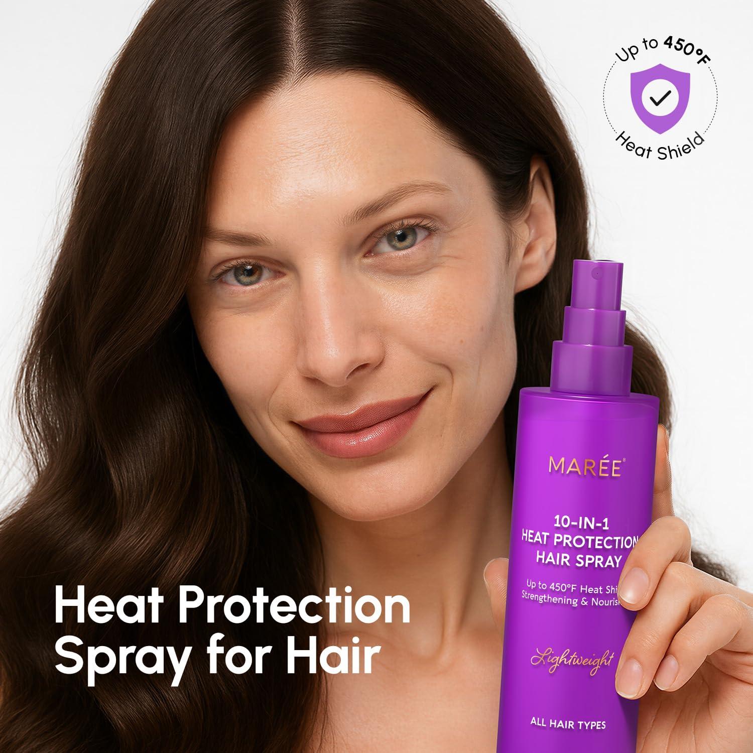 MAREE 10-in-1 Heat Protection Spray for Hair – Heat Protectant for Hair with Keratin, Collagen & Argan Oil – Frizz Control Hair Spray Women Care Product – Anti Frizz Protector de Calor para el Cabello(Heat Hair Spray)
