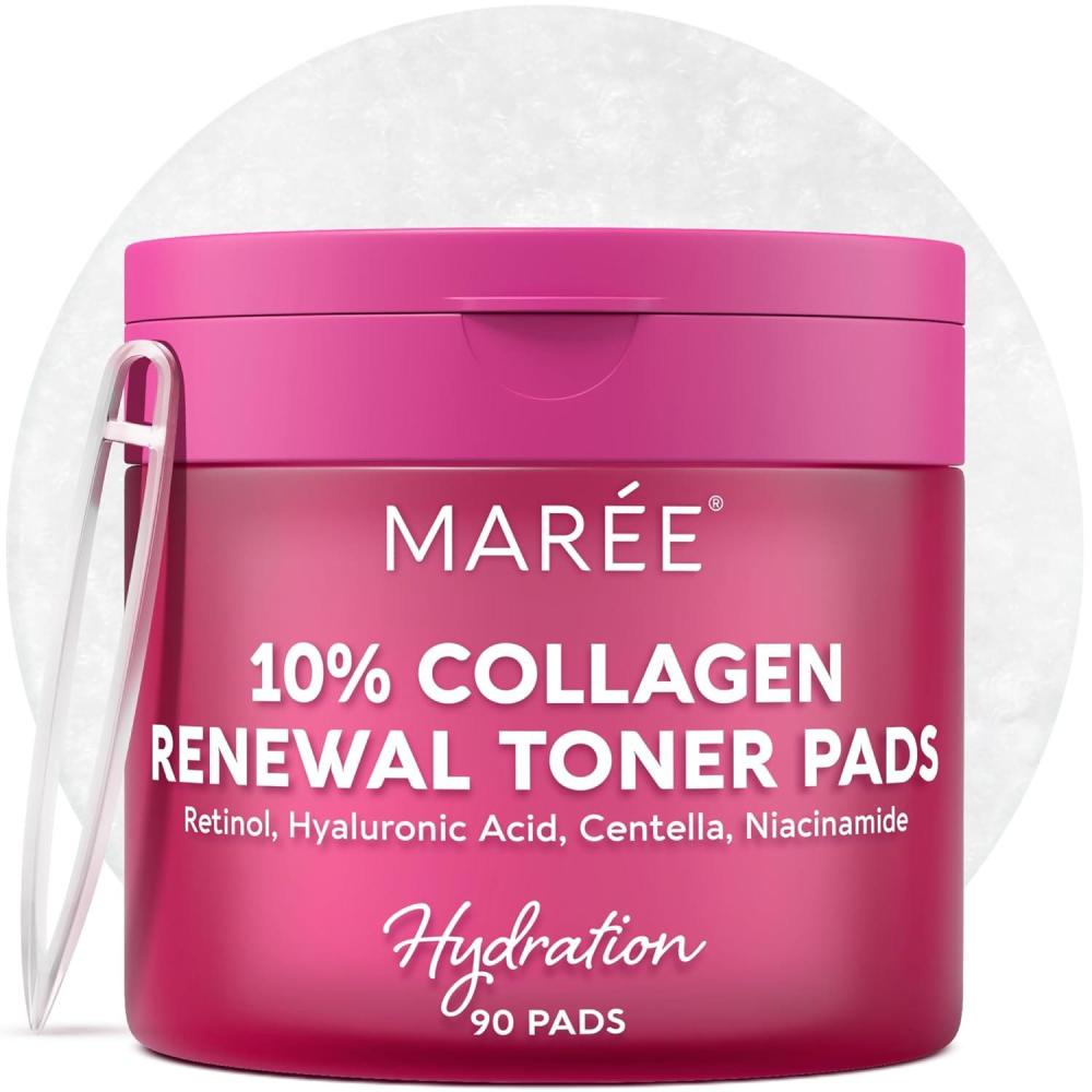 MAREE Hyaluronic Acid Toner Pads – Hydrating Face Wipes for Women Cleansing – Zero Pore Toning Brightening Exfoliating Face Pads – Pore Reducer Facial Peels – Acne Treatment Device(Pink)