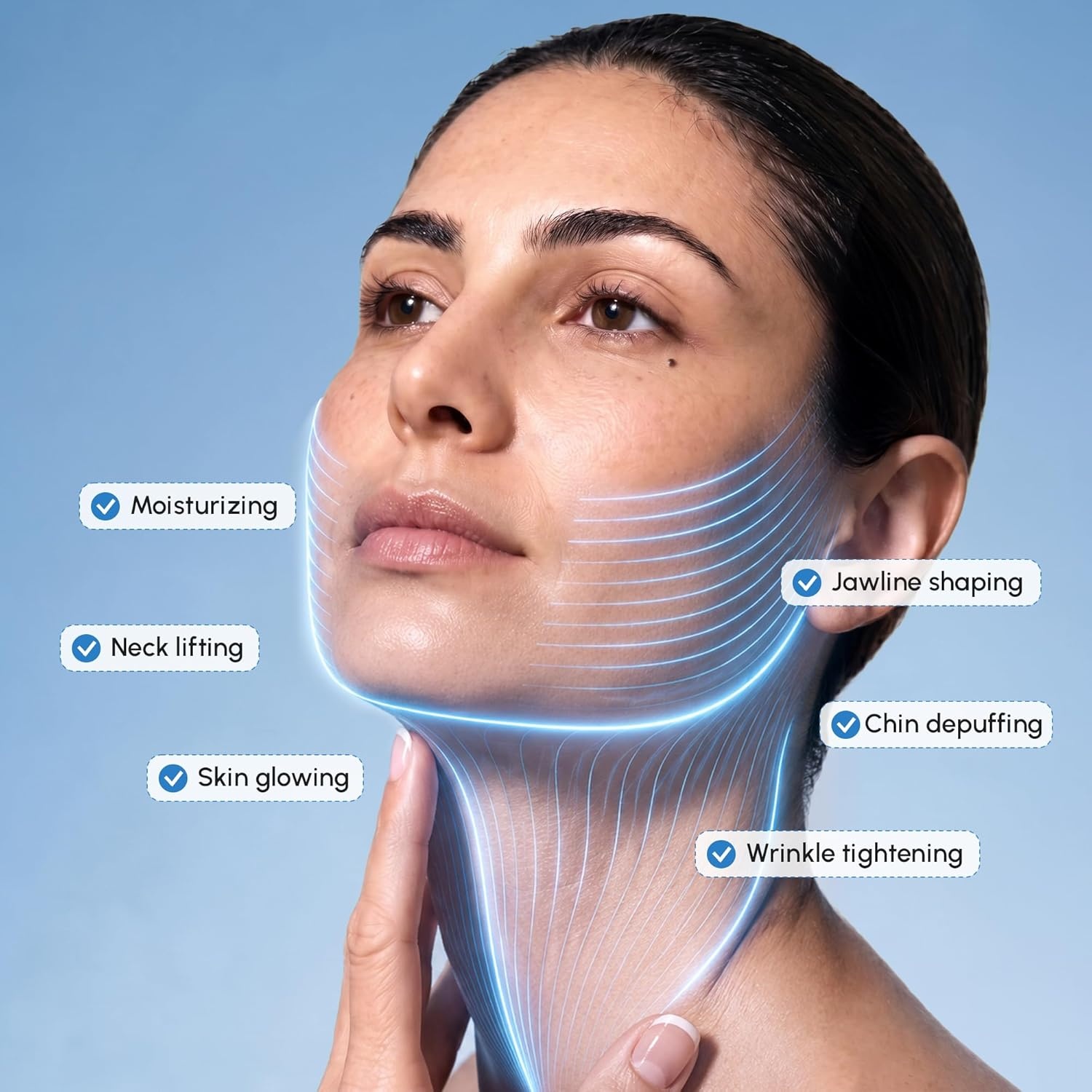 MAREE V Line Lifting Mask Chin Strap – Advanced Retinol Face Lifting Mask & Neck Lift Tape – Double Chin Reducer & Jawline Shaper – Retinol Collagen Facial Masks for Face Lift, Tightening and Firming(10 Count (Pack of 1))