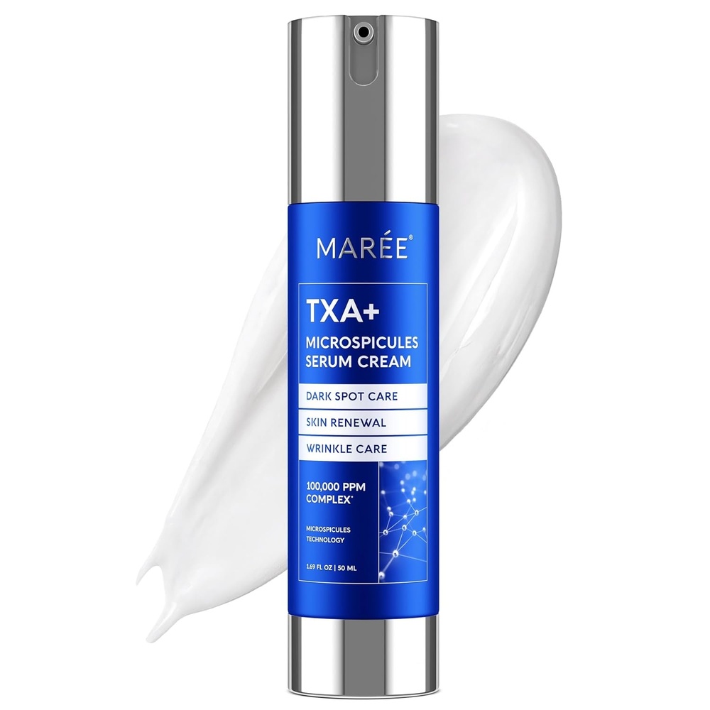 MAREE 10% Tranexamic Serum Cream – Alpha Arbutin Cream with Tranexamic Acid, Niacinamide – Dark Spot Corrector with Alfa Arbutin – Acido Tranexamico Crema para Manchas Oscuras en la Cara(Dark Blue)