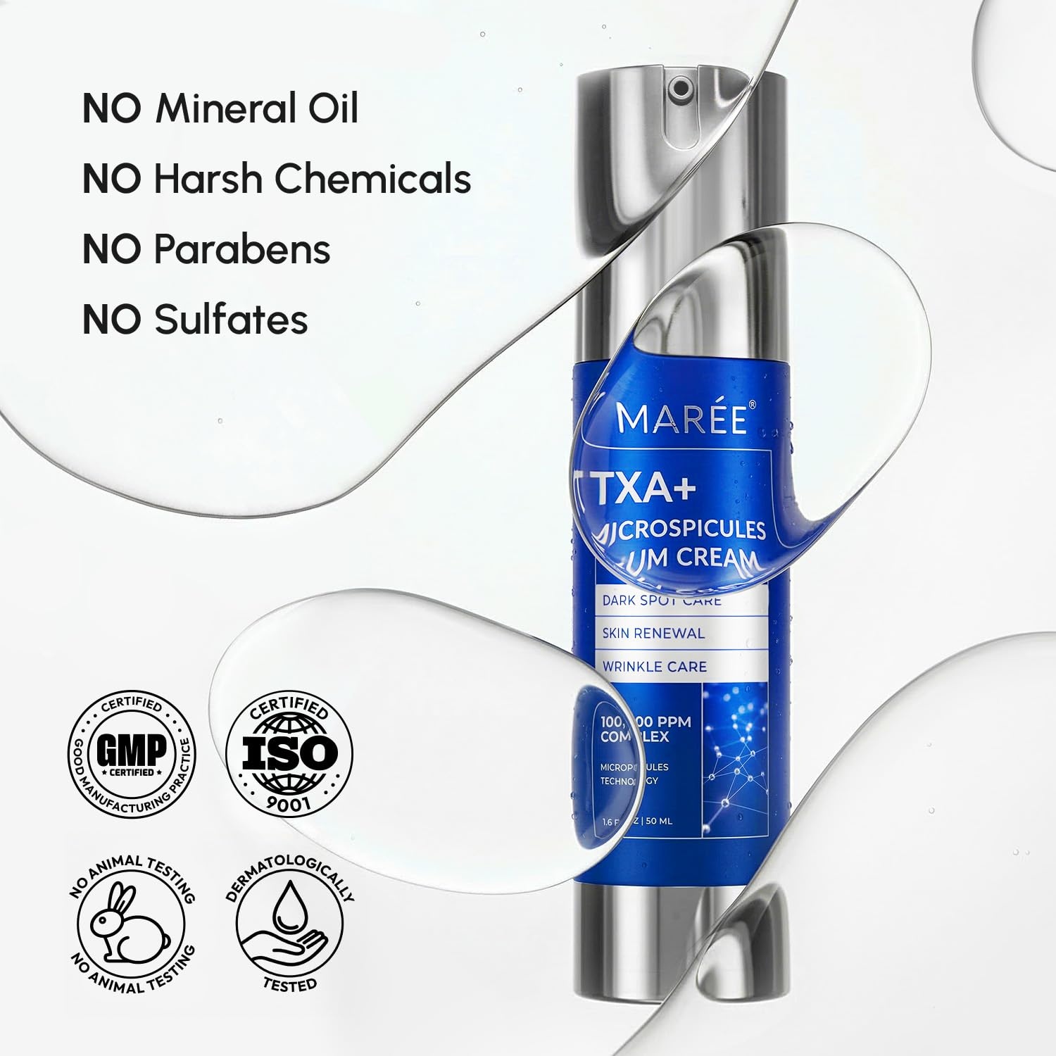 MAREE 10% Tranexamic Serum Cream – Alpha Arbutin Cream with Tranexamic Acid, Niacinamide – Dark Spot Corrector with Alfa Arbutin – Acido Tranexamico Crema para Manchas Oscuras en la Cara(Dark Blue)