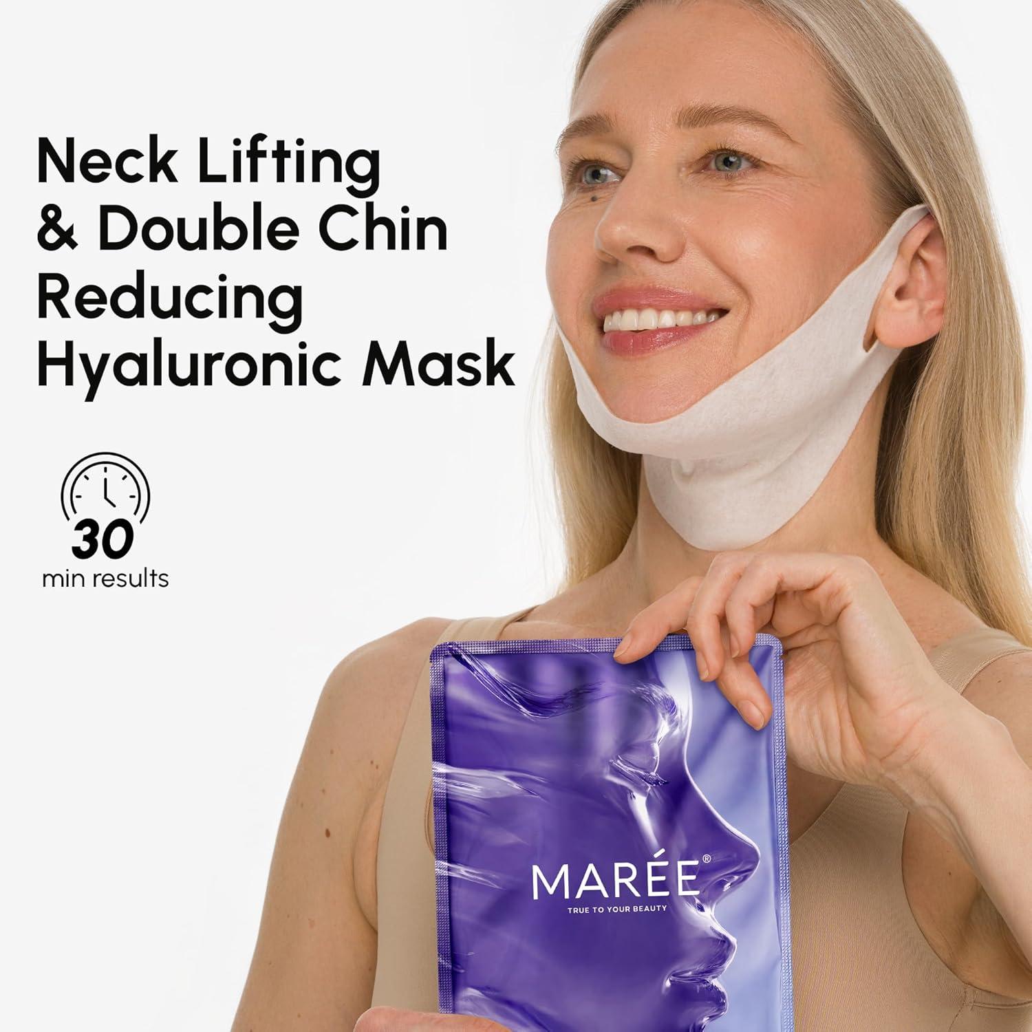 MAREE V Line Lifting Mask with 24K Gold – Deep Collagen Face Mask for Women – Jawline Shaper Mask with Retinol & Hyaluronic Acid – Neck Tightening & Firming – Double Chin Strap for Face Lift(Hyaluronic Acid)