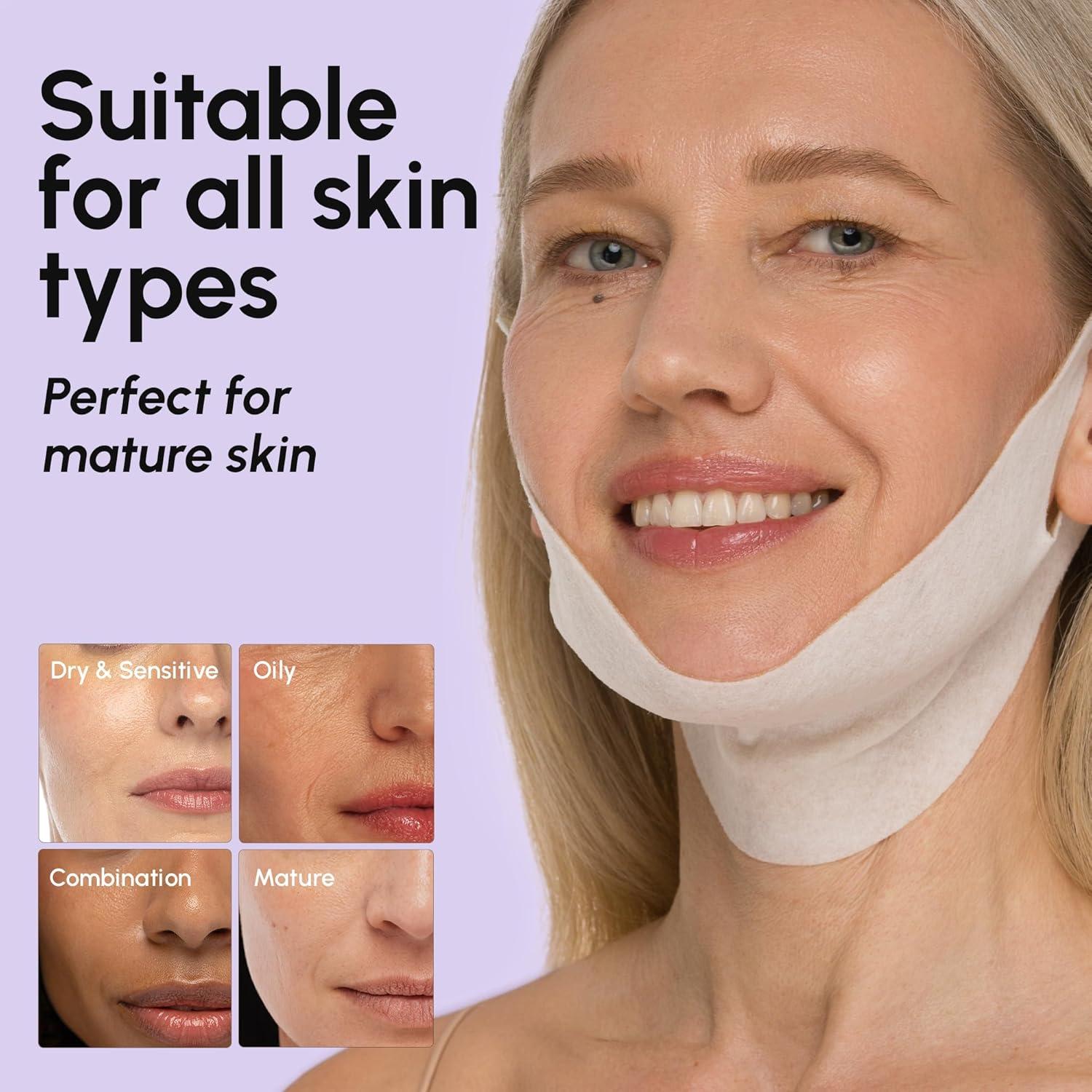 MAREE V Line Lifting Mask with 24K Gold – Deep Collagen Face Mask for Women – Jawline Shaper Mask with Retinol & Hyaluronic Acid – Neck Tightening & Firming – Double Chin Strap for Face Lift(Hyaluronic Acid)