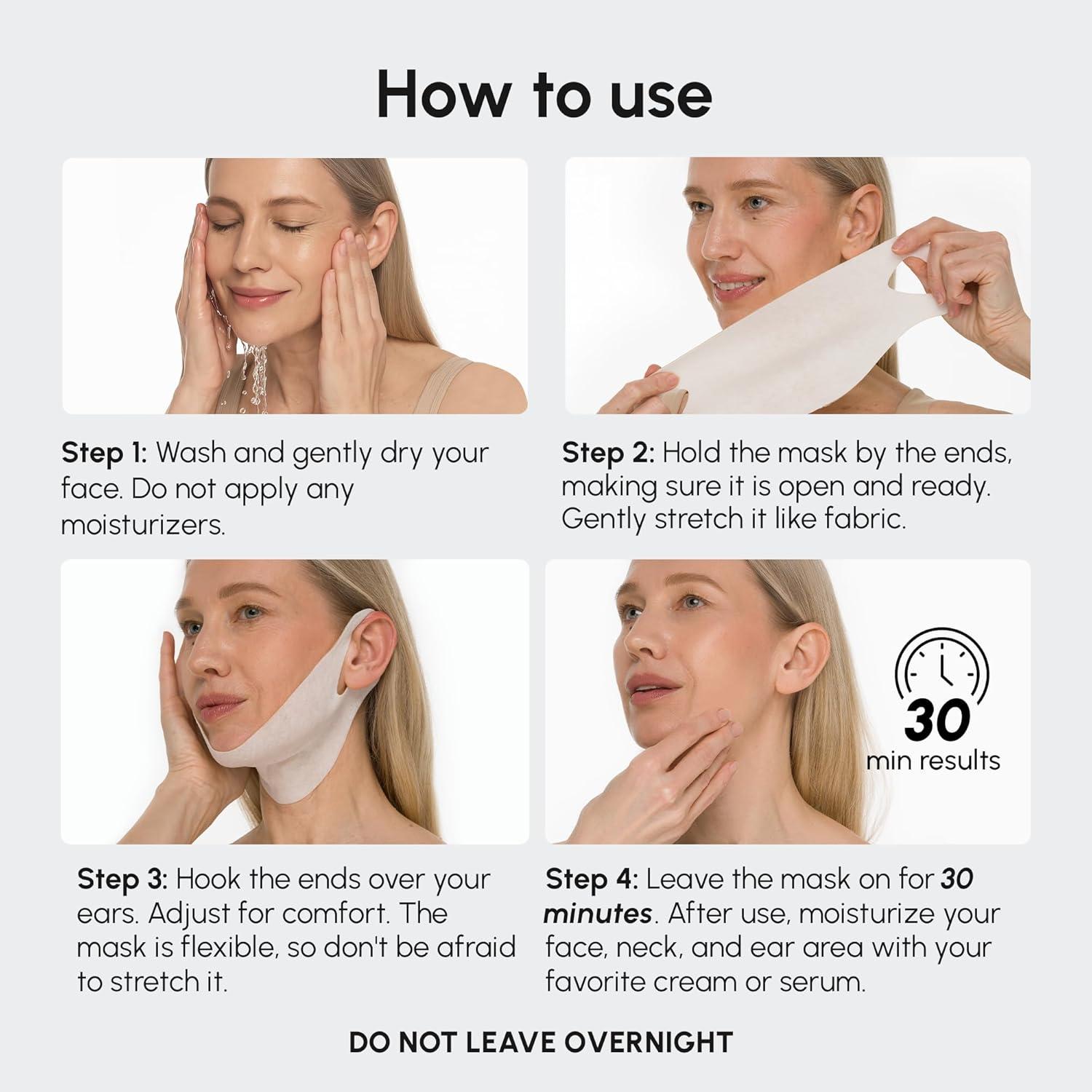 MAREE V Line Lifting Mask with 24K Gold – Deep Collagen Face Mask for Women – Jawline Shaper Mask with Retinol & Hyaluronic Acid – Neck Tightening & Firming – Double Chin Strap for Face Lift(Hyaluronic Acid)