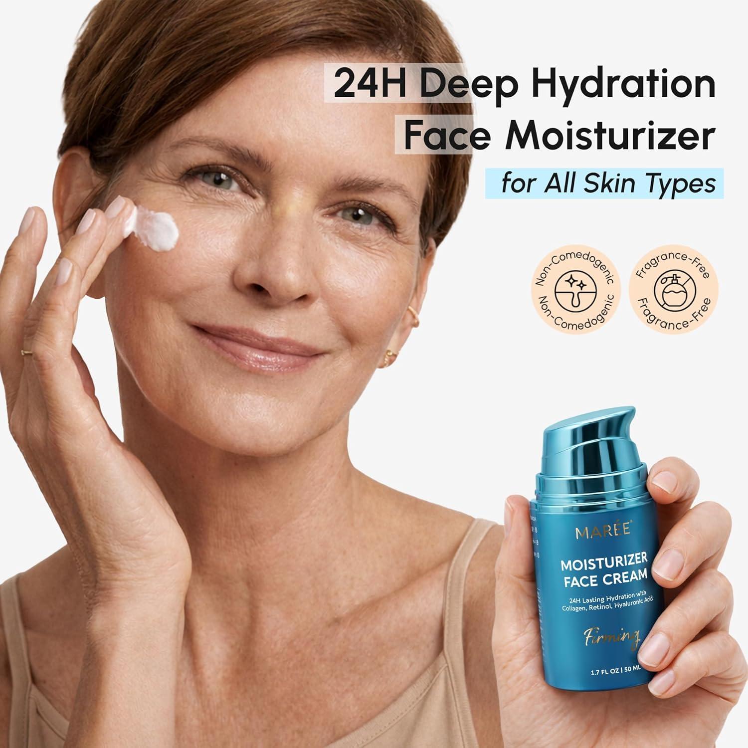 MAREE Face Moisturizer – Retinol Face Cream for Women Moisturizing with Collagen & Hyaluronic Acid – Day & Night Anti-Aging Facial Wrinkle DD Cream Moisturizer for Dry Skin – Crema Para la Cara(Firming & Lifting)