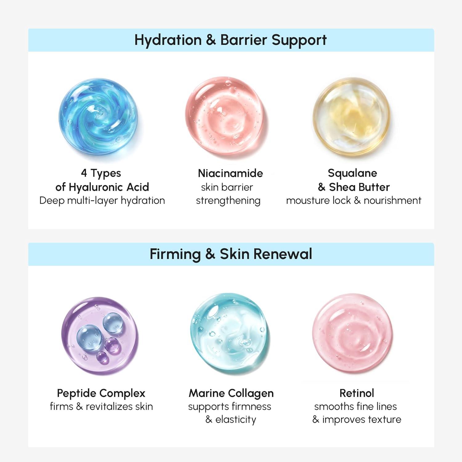 MAREE Face Moisturizer – Retinol Face Cream for Women Moisturizing with Collagen & Hyaluronic Acid – Day & Night Anti-Aging Facial Wrinkle DD Cream Moisturizer for Dry Skin – Crema Para la Cara(Firming & Lifting)