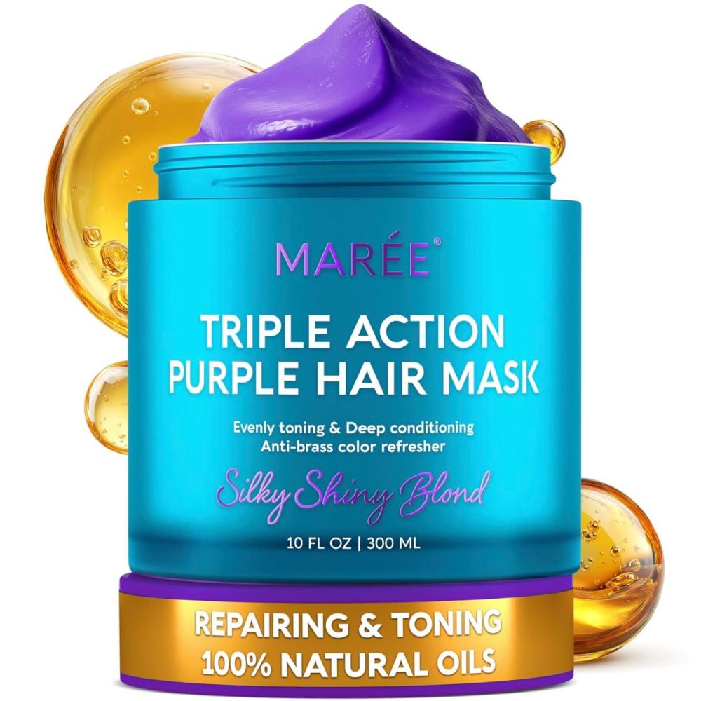 MAREE Curl Repair Hair Mask – Deep Conditioning Care for Damaged, Dry Curly Hair Products for Women & Men – Curl Moisturizer & Conditioner – Tratamiento Mascarilla para el Cabello Seco y Maltratado(Purple)