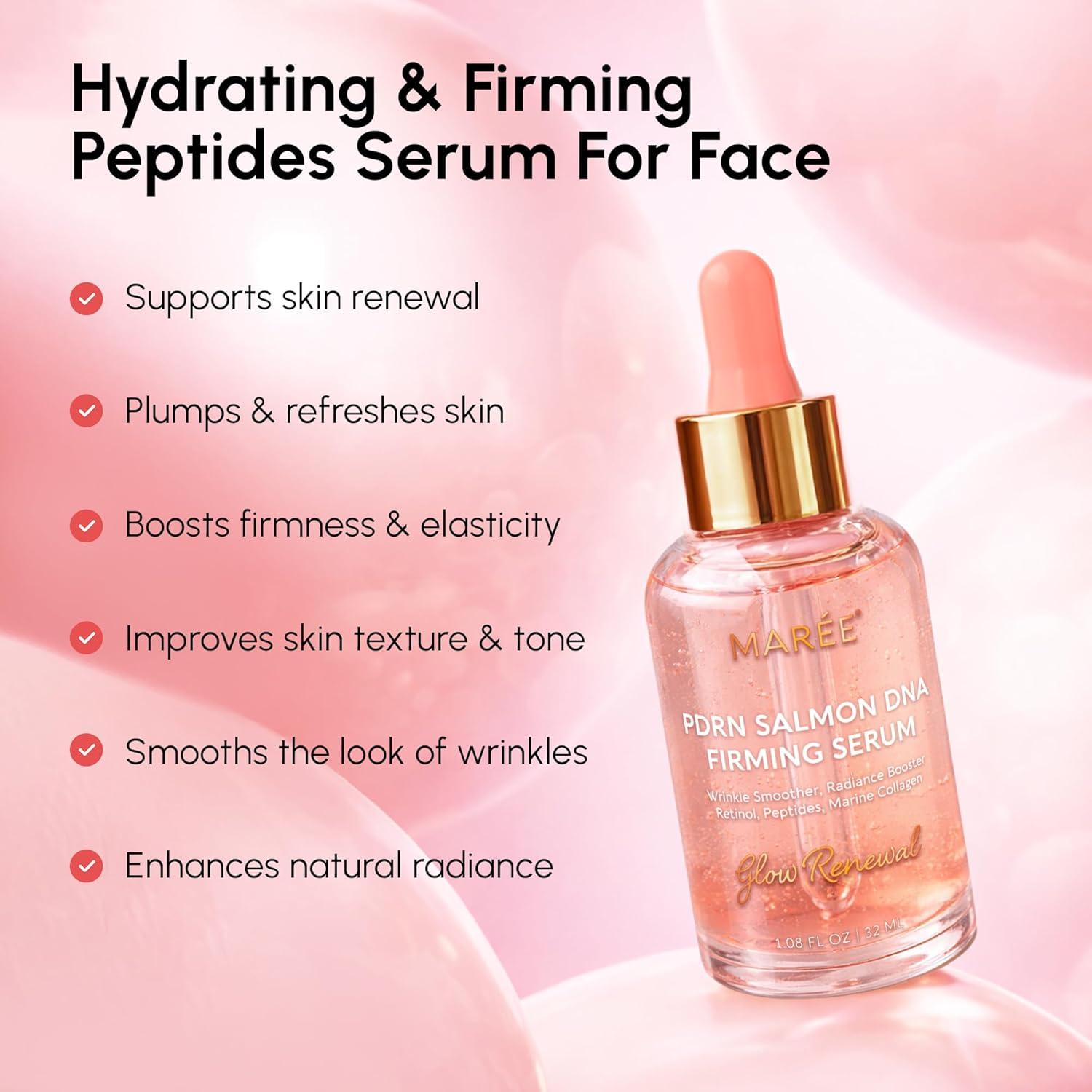 MAREE PDRN Serum – Peptides Serum for Face Anti-Aging – Salmon DNA Face Serum with Retinol, Niacinamide & Collagen – Hydrating Facial Serums for Women – Glass Skin Glow Wrinkle Care Moisturizer(1.08 Fl Oz (Pack of 1))