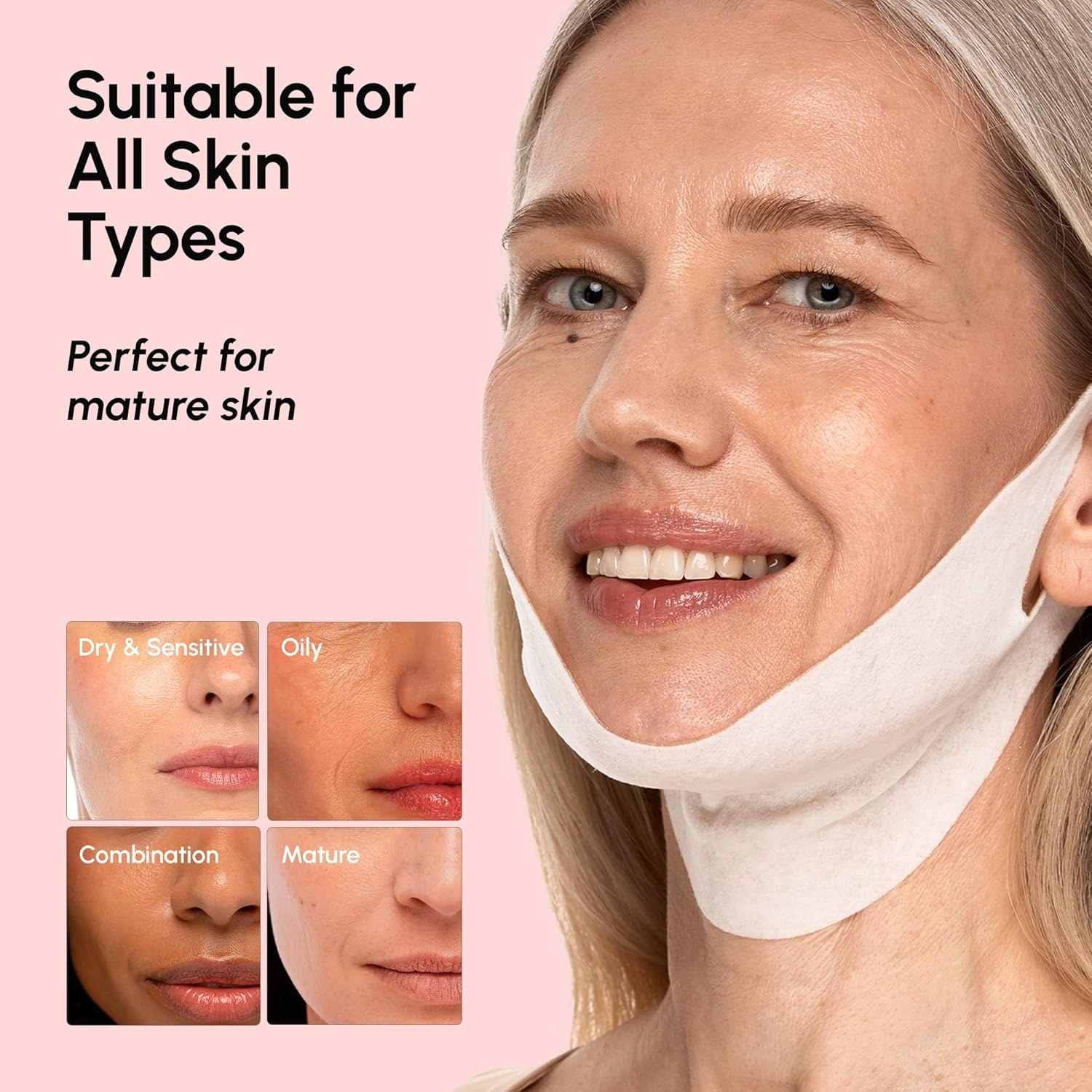 MAREE V Line Lifting Mask with PDRN Salmon DNA – Deep Collagen Face Mask for Women – Jawline Shaper Facial Masks with Retinol – Tightening & Firming Neck Lift Tape – Double Chin Strap for Face Lift(Salmon)