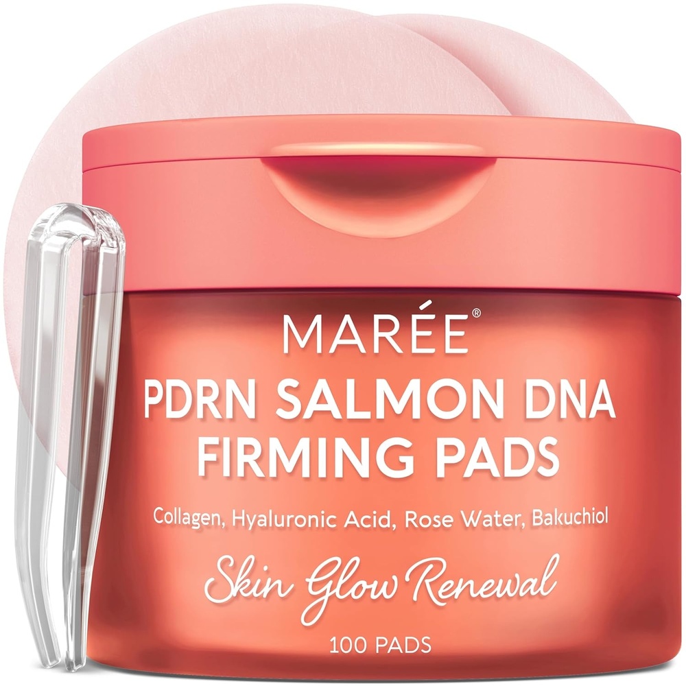 MAREE Self Tanning Facial Pads – Exfoliating Glow Pads & Tan Towels for Face & Body – Travel Size Self Tanner Wipes for Sunless Face Tanning – No Rinse Gradual Natural Fair to Medium Tan Towelettes(Salmon)