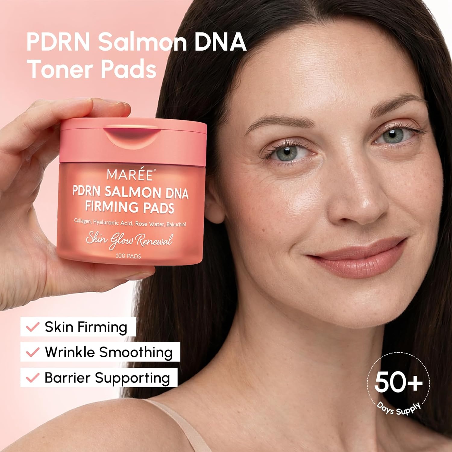 MAREE Self Tanning Facial Pads – Exfoliating Glow Pads & Tan Towels for Face & Body – Travel Size Self Tanner Wipes for Sunless Face Tanning – No Rinse Gradual Natural Fair to Medium Tan Towelettes(Salmon)