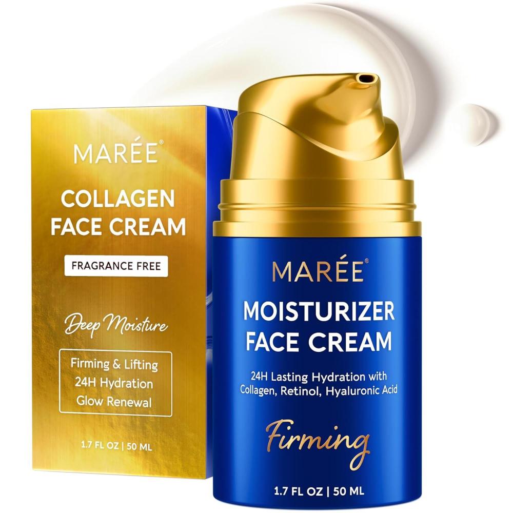 MAREE Face Moisturizer – Retinol Face Cream for Women Moisturizing with Collagen & Hyaluronic Acid – Day & Night Anti-Aging Facial Wrinkle DD Cream Moisturizer for Dry Skin – Crema Para la Cara(24H Hydration)