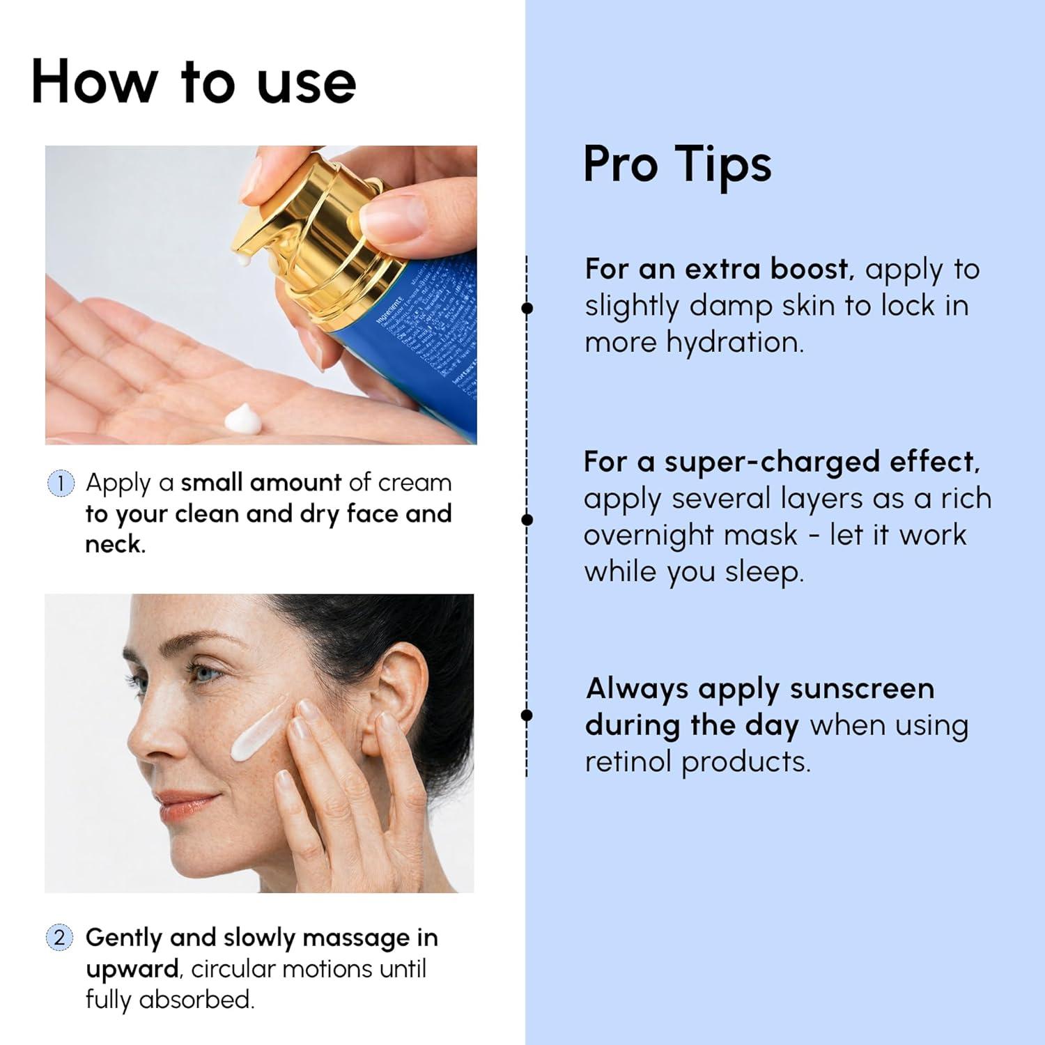 MAREE Face Moisturizer – Retinol Face Cream for Women Moisturizing with Collagen & Hyaluronic Acid – Day & Night Anti-Aging Facial Wrinkle DD Cream Moisturizer for Dry Skin – Crema Para la Cara(24H Hydration)