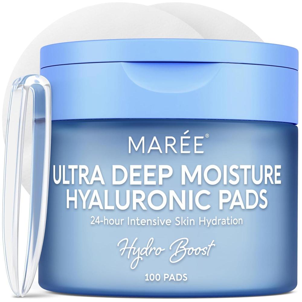 MAREE Hyaluronic Acid Toner Pads – Hydrating Face Wipes for Women Cleansing – Zero Pore Toning Brightening Exfoliating Face Pads – Pore Reducer Facial Peels – Acne Treatment Device(Sky Blue)