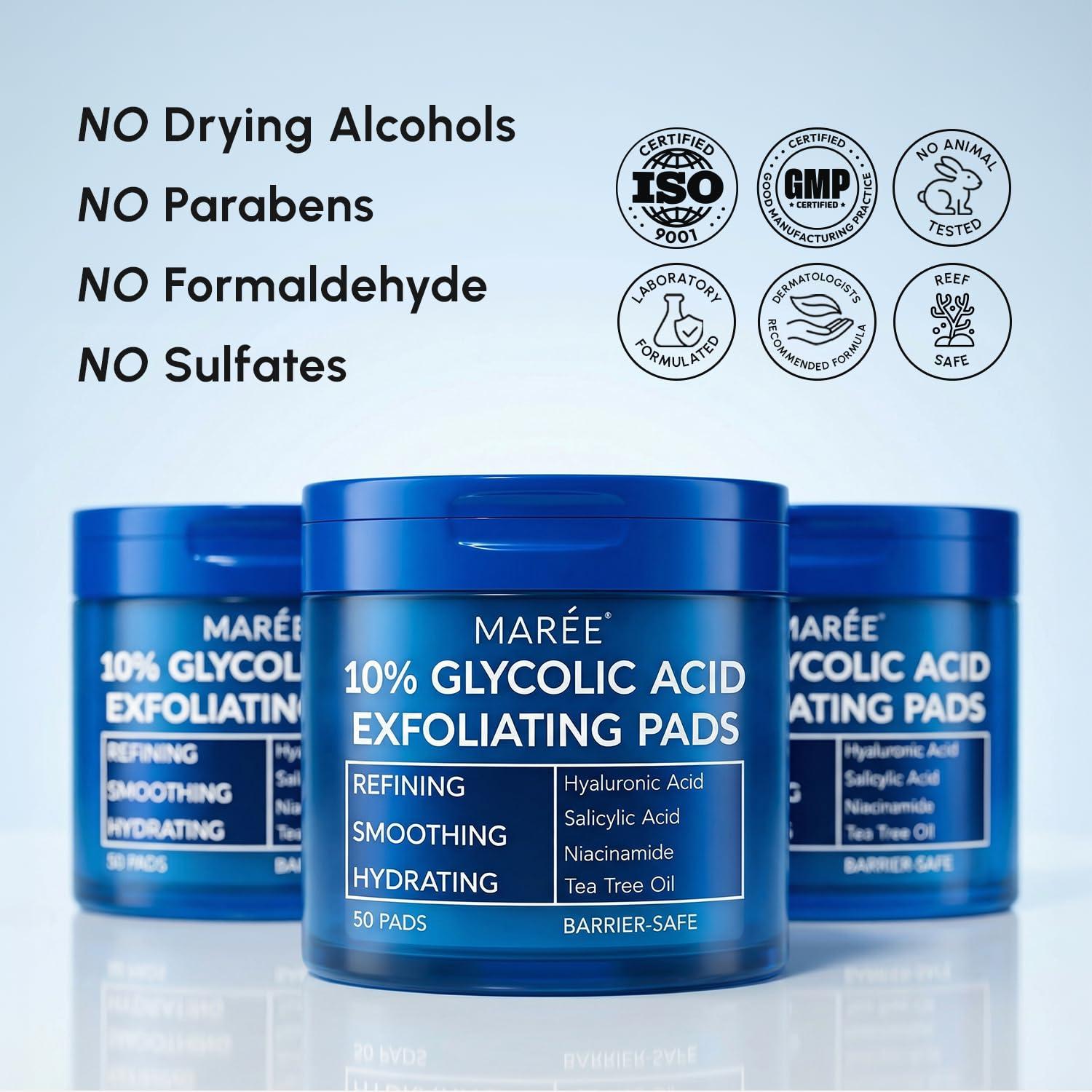 MAREE Hyaluronic Acid Toner Pads – Hydrating Face Wipes for Women Cleansing – Zero Pore Toning Brightening Exfoliating Face Pads – Pore Reducer Facial Peels – Acne Treatment Device(Dark Blue)