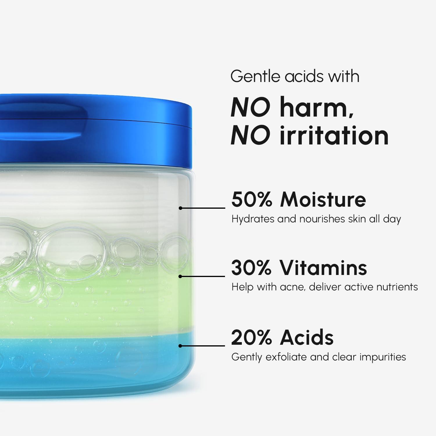 MAREE Hyaluronic Acid Toner Pads – Hydrating Face Wipes for Women Cleansing – Zero Pore Toning Brightening Exfoliating Face Pads – Pore Reducer Facial Peels – Acne Treatment Device(Dark Blue)