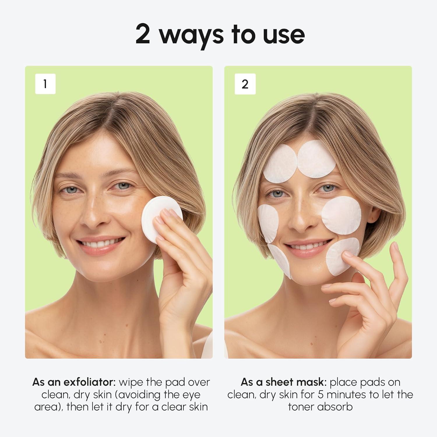 MAREE Hyaluronic Acid Toner Pads – Hydrating Face Wipes for Women Cleansing – Zero Pore Toning Brightening Exfoliating Face Pads – Pore Reducer Facial Peels – Acne Treatment Device(Green)