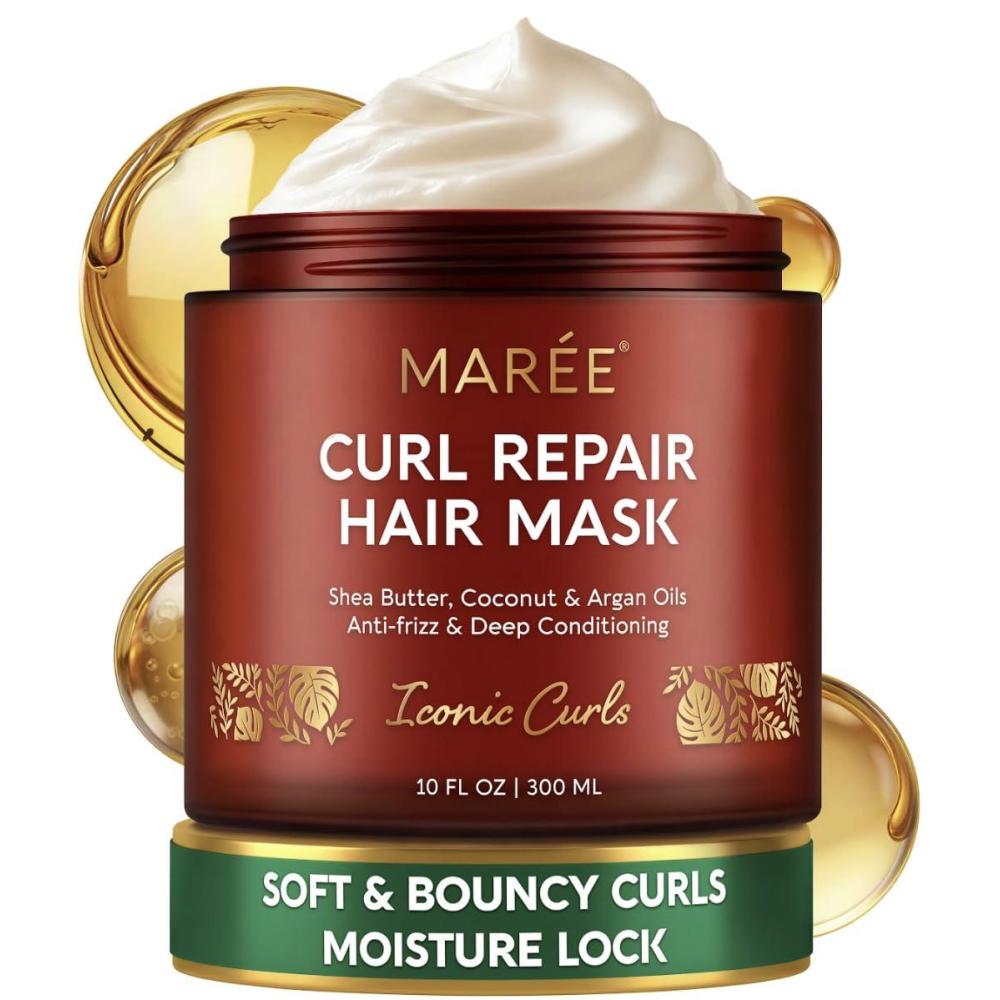 MAREE Curl Repair Hair Mask – Deep Conditioning Care for Damaged, Dry Curly Hair Products for Women & Men – Curl Moisturizer & Conditioner – Tratamiento Mascarilla para el Cabello Seco y Maltratado(Curly)