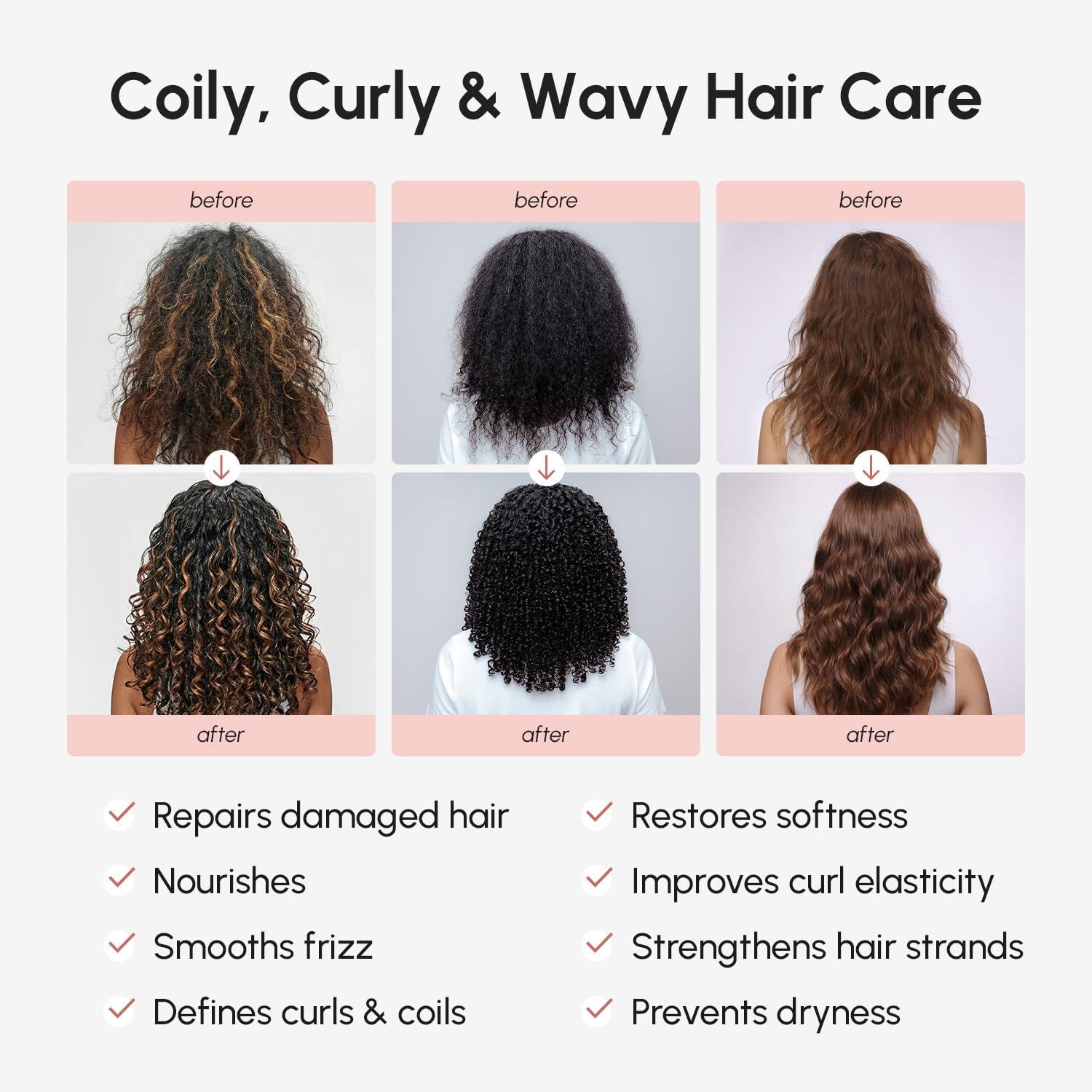 MAREE Curl Repair Hair Mask – Deep Conditioning Care for Damaged, Dry Curly Hair Products for Women & Men – Curl Moisturizer & Conditioner – Tratamiento Mascarilla para el Cabello Seco y Maltratado(Curly)