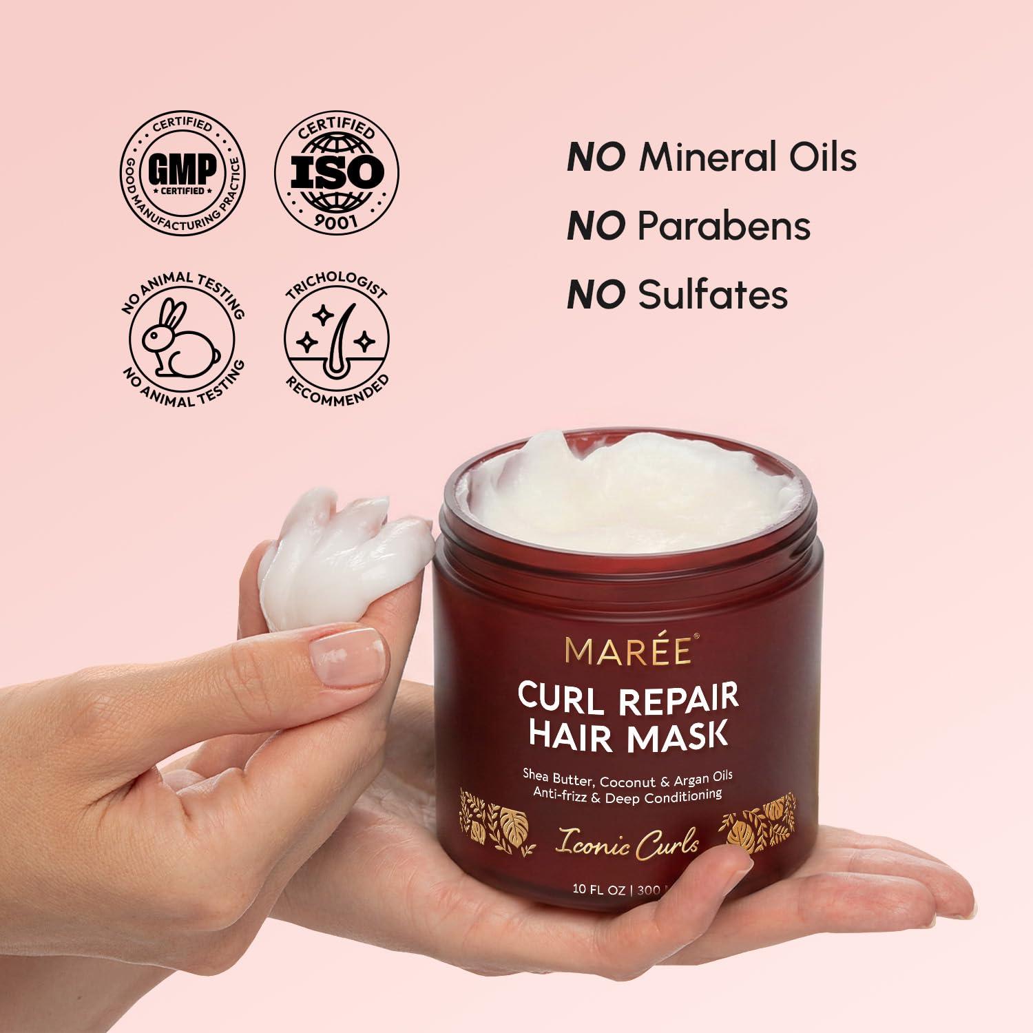 MAREE Curl Repair Hair Mask – Deep Conditioning Care for Damaged, Dry Curly Hair Products for Women & Men – Curl Moisturizer & Conditioner – Tratamiento Mascarilla para el Cabello Seco y Maltratado(Curly)