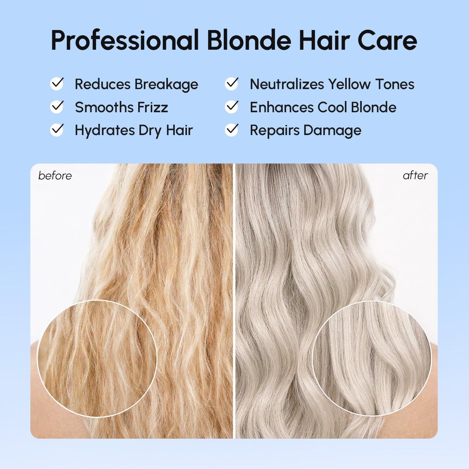 MAREE Anti Yellow Purple Hair Mask for Damaged Hair – Purple Deep Conditioner & Blonde Toner – Hydrating Deep Conditioning for Dry, Curly, Blonde, Orange, Brassy, Bleached – Mascarilla para el Cabello
