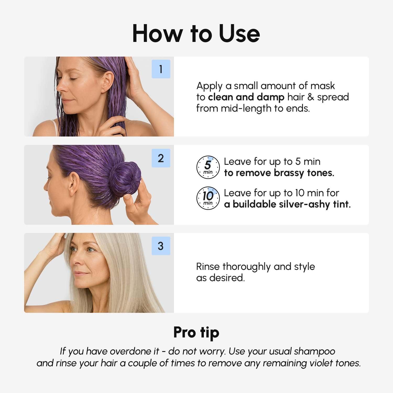 MAREE Anti Yellow Purple Hair Mask for Damaged Hair – Purple Deep Conditioner & Blonde Toner – Hydrating Deep Conditioning for Dry, Curly, Blonde, Orange, Brassy, Bleached – Mascarilla para el Cabello