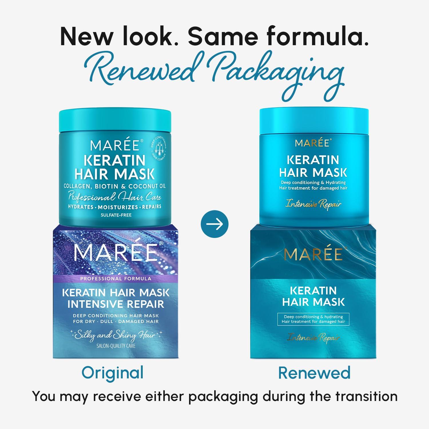 MAREE Curl Repair Hair Mask – Deep Conditioning Care for Damaged, Dry Curly Hair Products for Women & Men – Curl Moisturizer & Conditioner – Tratamiento Mascarilla para el Cabello Seco y Maltratado(Keratin)