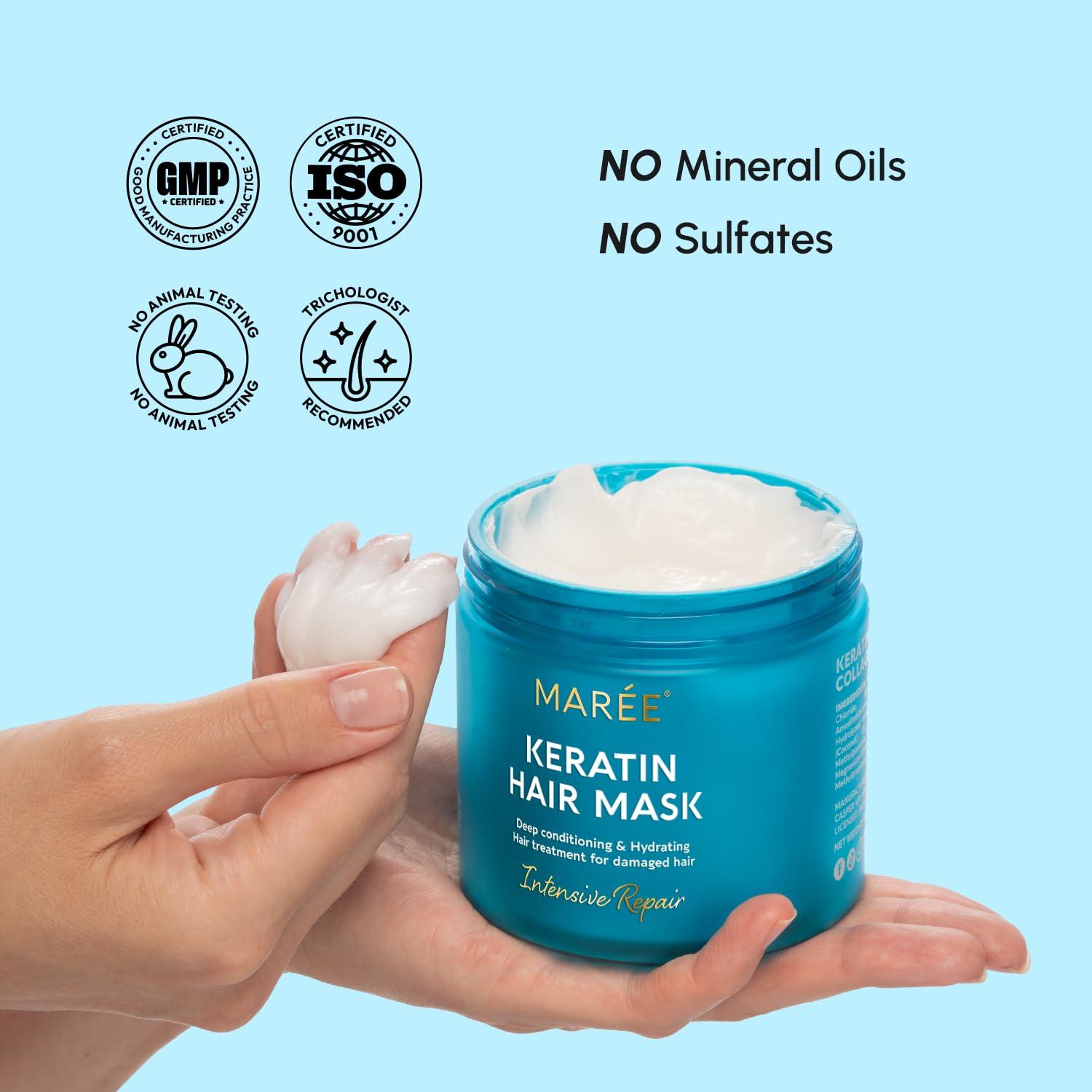 MAREE Curl Repair Hair Mask – Deep Conditioning Care for Damaged, Dry Curly Hair Products for Women & Men – Curl Moisturizer & Conditioner – Tratamiento Mascarilla para el Cabello Seco y Maltratado(Keratin)