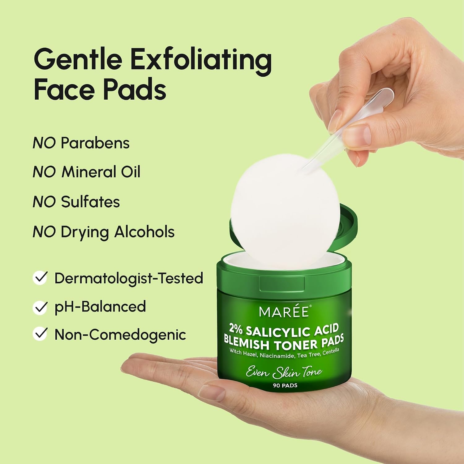 MAREE Self Tanning Facial Pads – Exfoliating Glow Pads & Tan Towels for Face & Body – Travel Size Self Tanner Wipes for Sunless Face Tanning – No Rinse Gradual Natural Fair to Medium Tan Towelettes(Green)