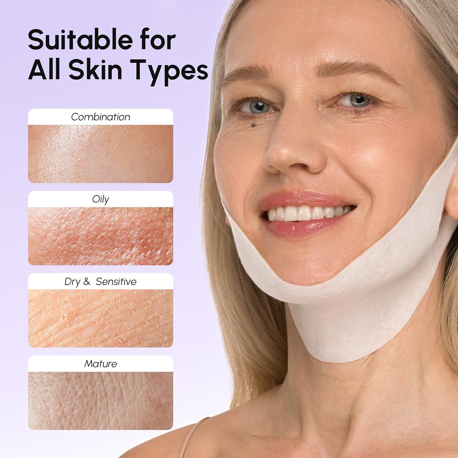 MAREE V Line Lifting Mask with PDRN Salmon DNA – Deep Collagen Face Mask for Women – Jawline Shaper Facial Masks with Retinol – Tightening & Firming Neck Lift Tape – Double Chin Strap for Face Lift(Purple)