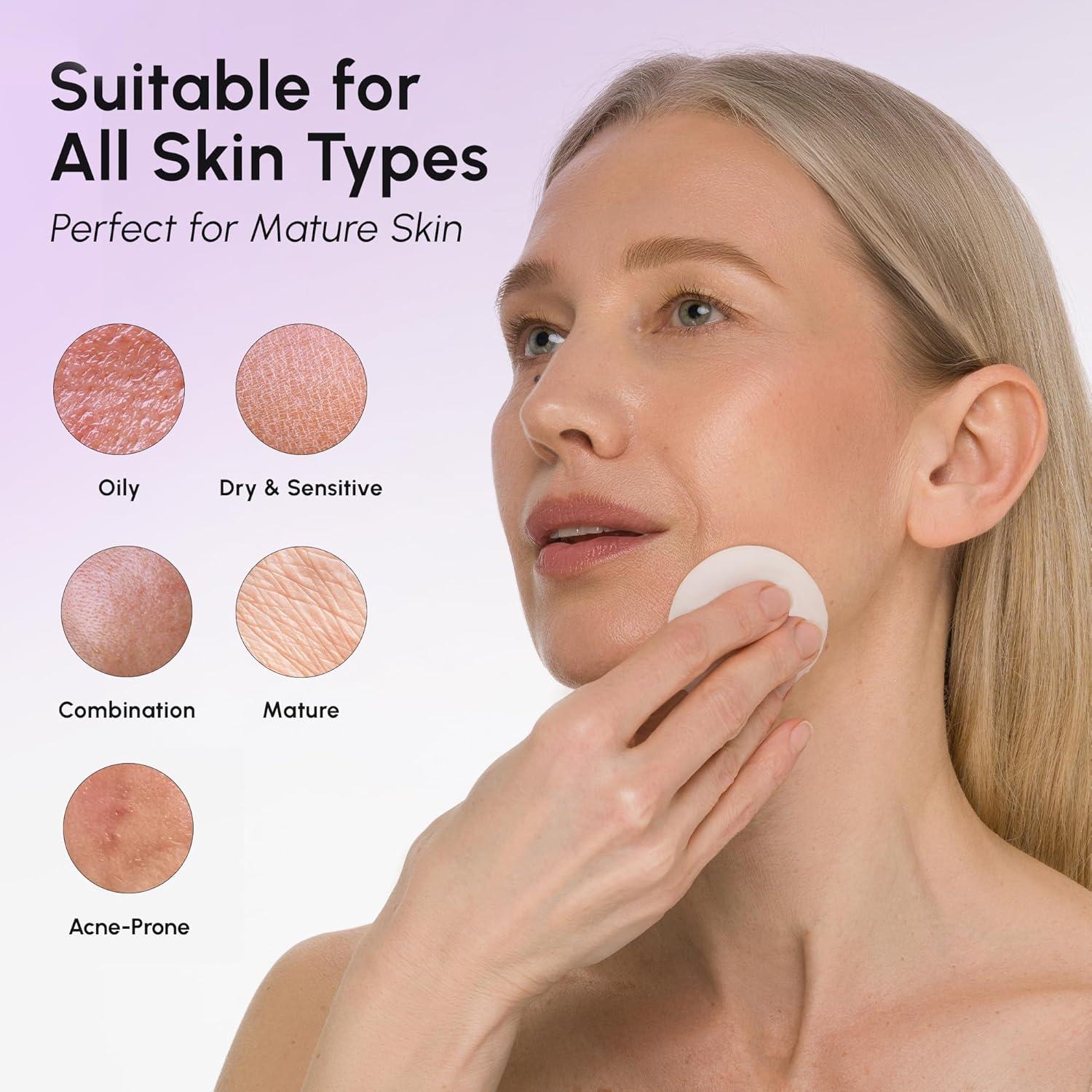 MAREE Hyaluronic Acid Toner Pads – Hydrating Face Wipes for Women Cleansing – Zero Pore Toning Brightening Exfoliating Face Pads – Pore Reducer Facial Peels – Acne Treatment Device(Purple)