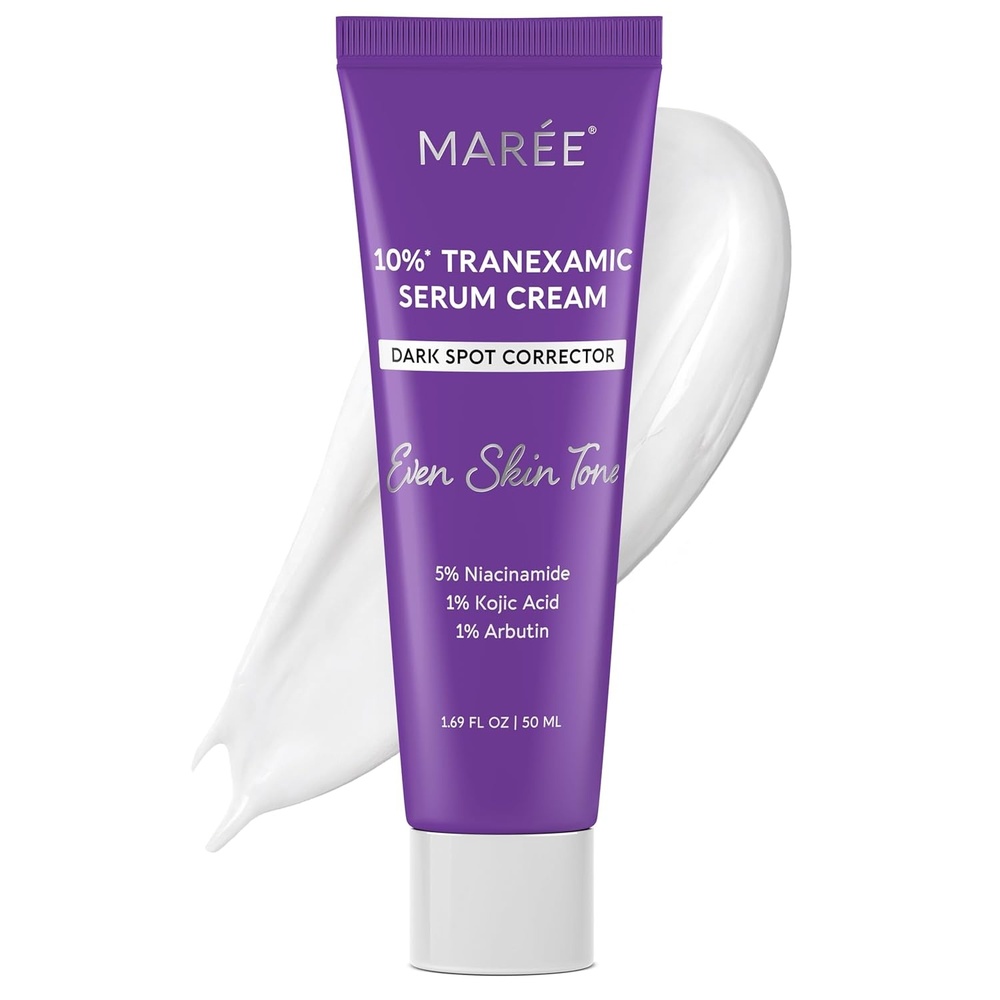 MAREE 10% Tranexamic Serum Cream – Alpha Arbutin Cream with Tranexamic Acid, Niacinamide – Dark Spot Corrector with Alfa Arbutin – Acido Tranexamico Crema para Manchas Oscuras en la Cara(Violet)