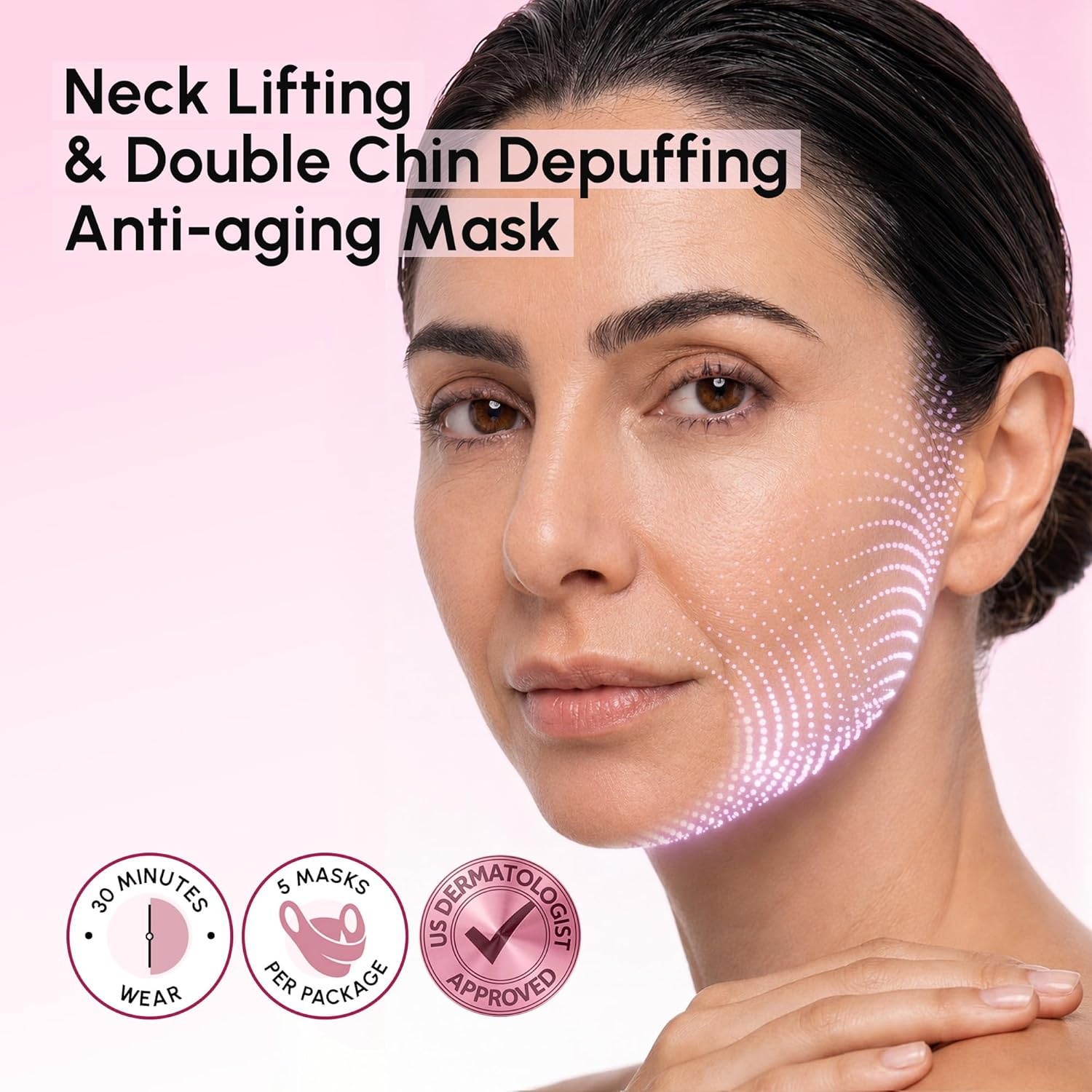MAREE V Line Lifting Mask with PDRN Salmon DNA – Deep Collagen Face Mask for Women – Jawline Shaper Facial Masks with Retinol – Tightening & Firming Neck Lift Tape – Double Chin Strap for Face Lift(Burgundy)